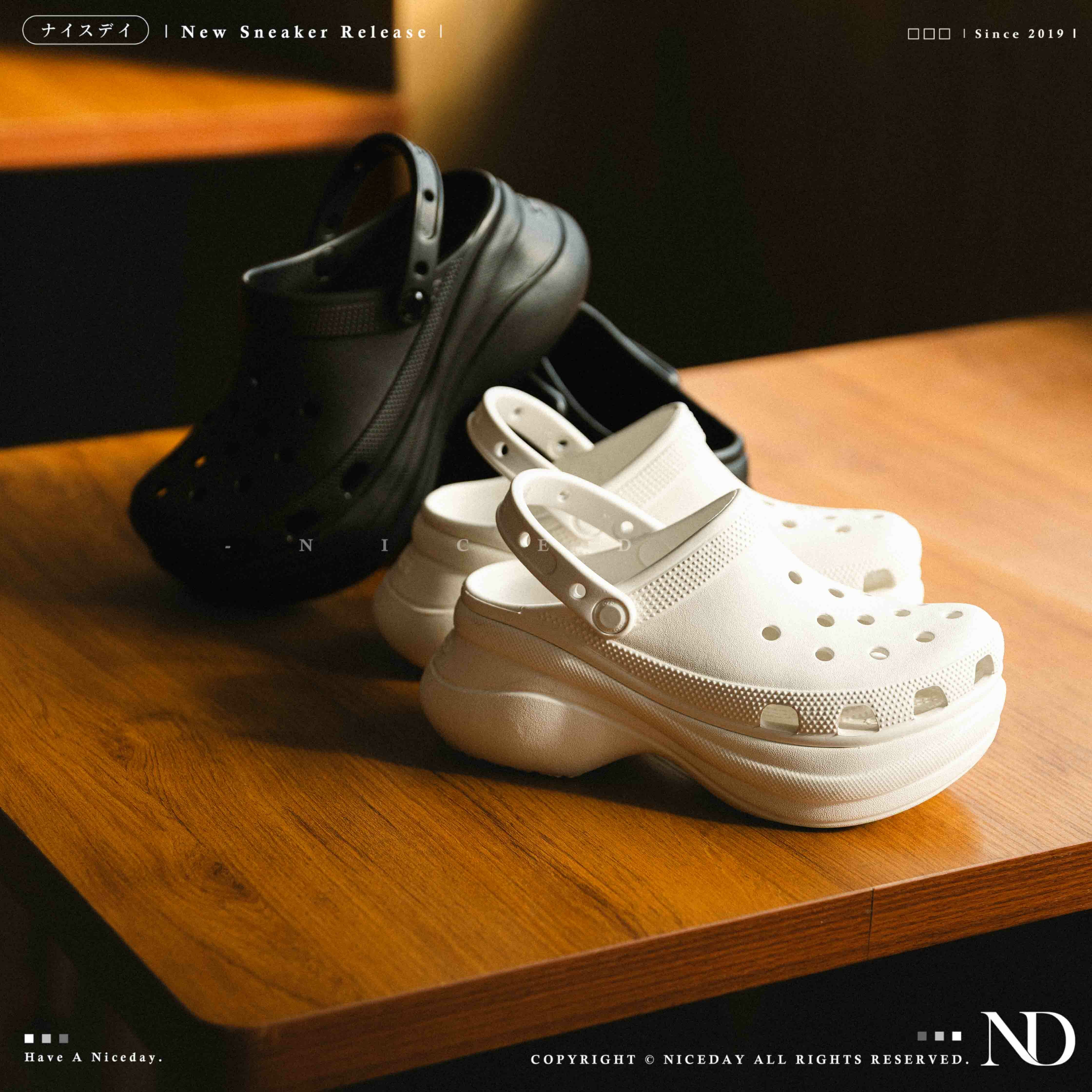 NICEDAY 現貨 Crocs Classic Crush 洞洞鞋 鯨魚 白色 白 厚底 踩屎感 206302-100