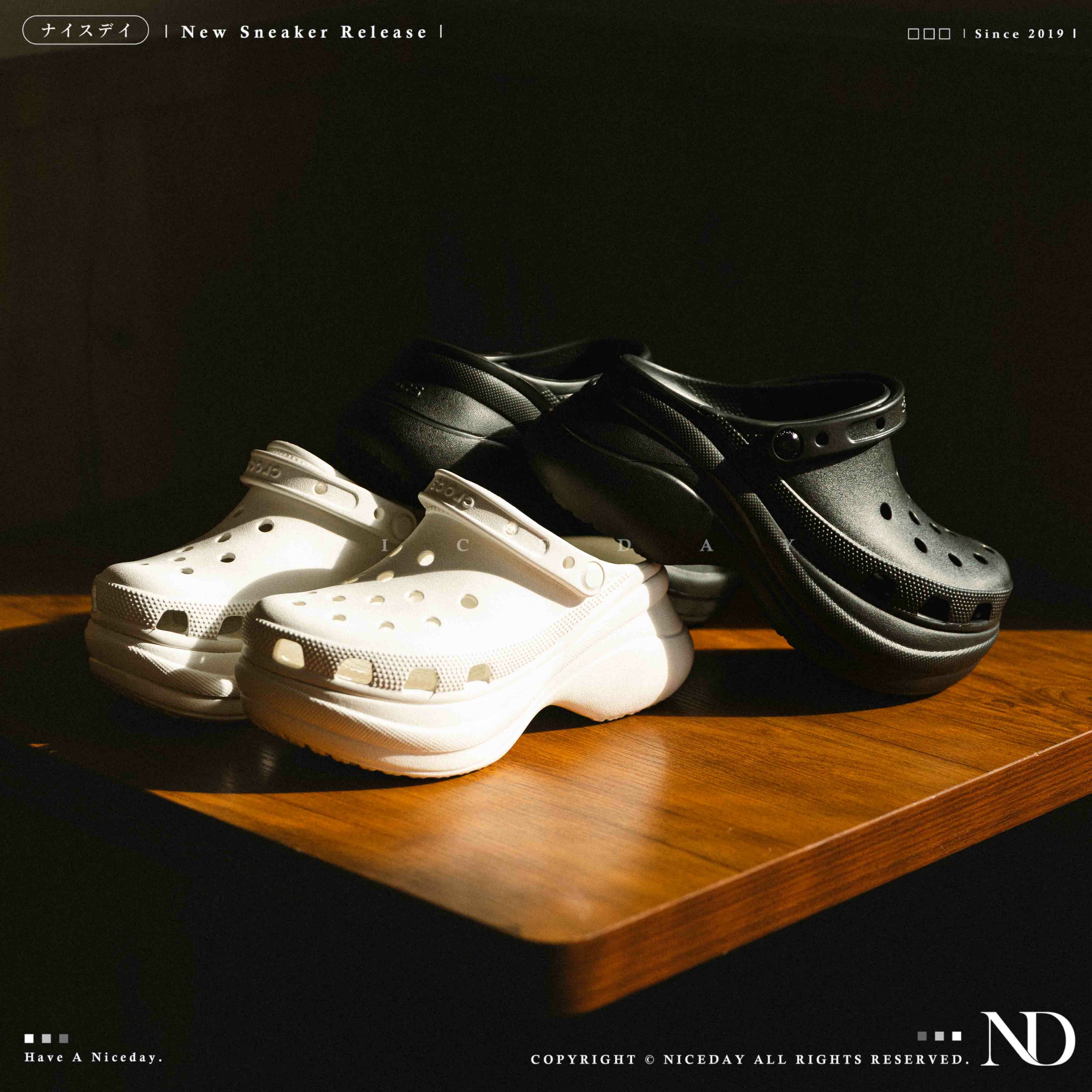 NICEDAY 現貨 Crocs Classic Crush 洞洞鞋 鯨魚 白色 白 厚底 踩屎感 206302-100