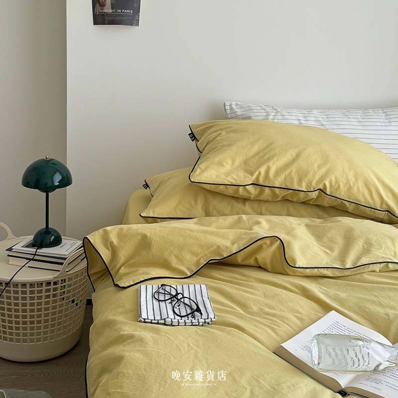 純色滾邊純棉【落日餘暉】床單床包組