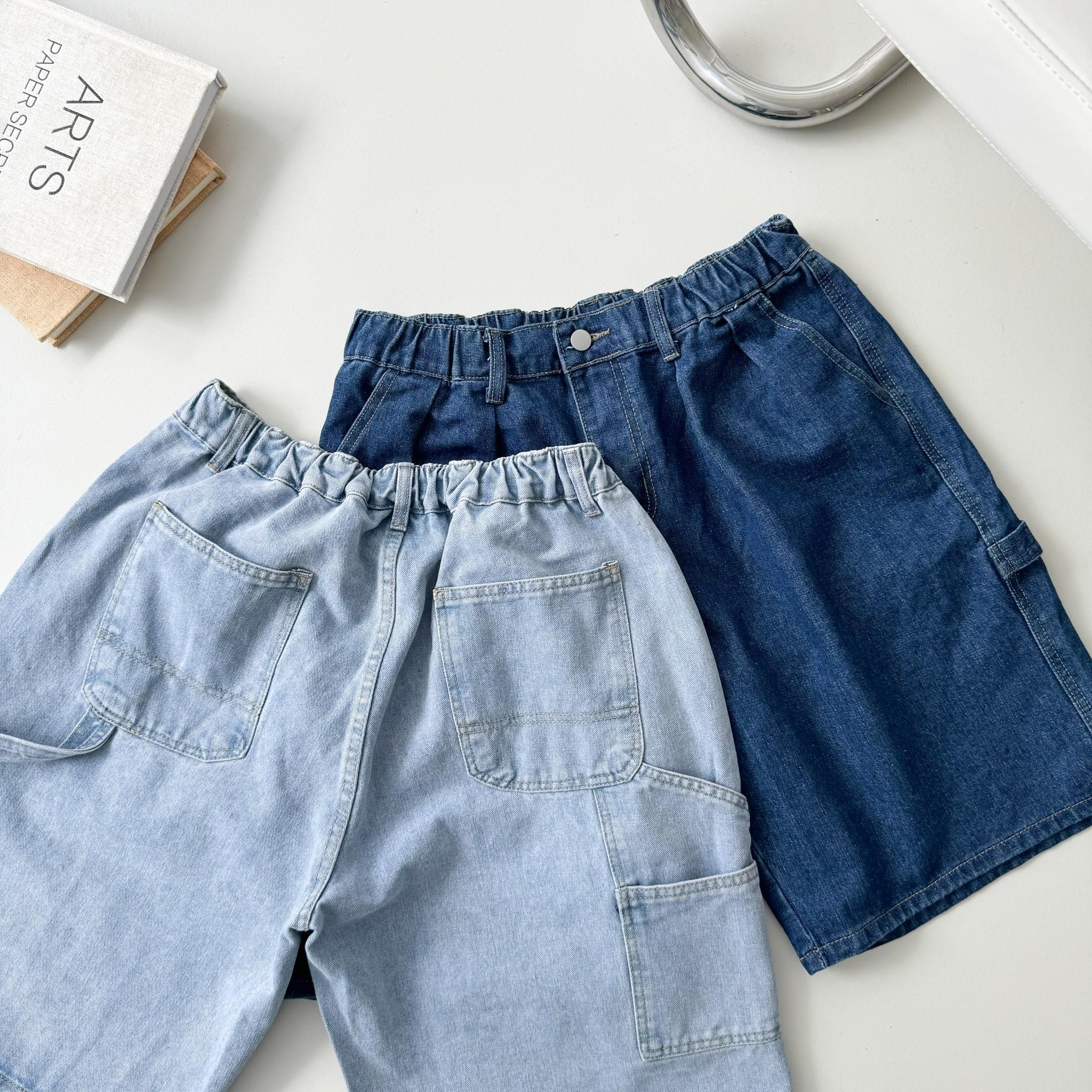 韓國短褲 畫家水洗工作牛仔短褲 80576