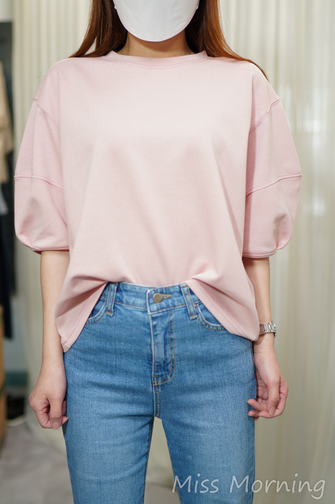 泡泡袖明線Top(14454)