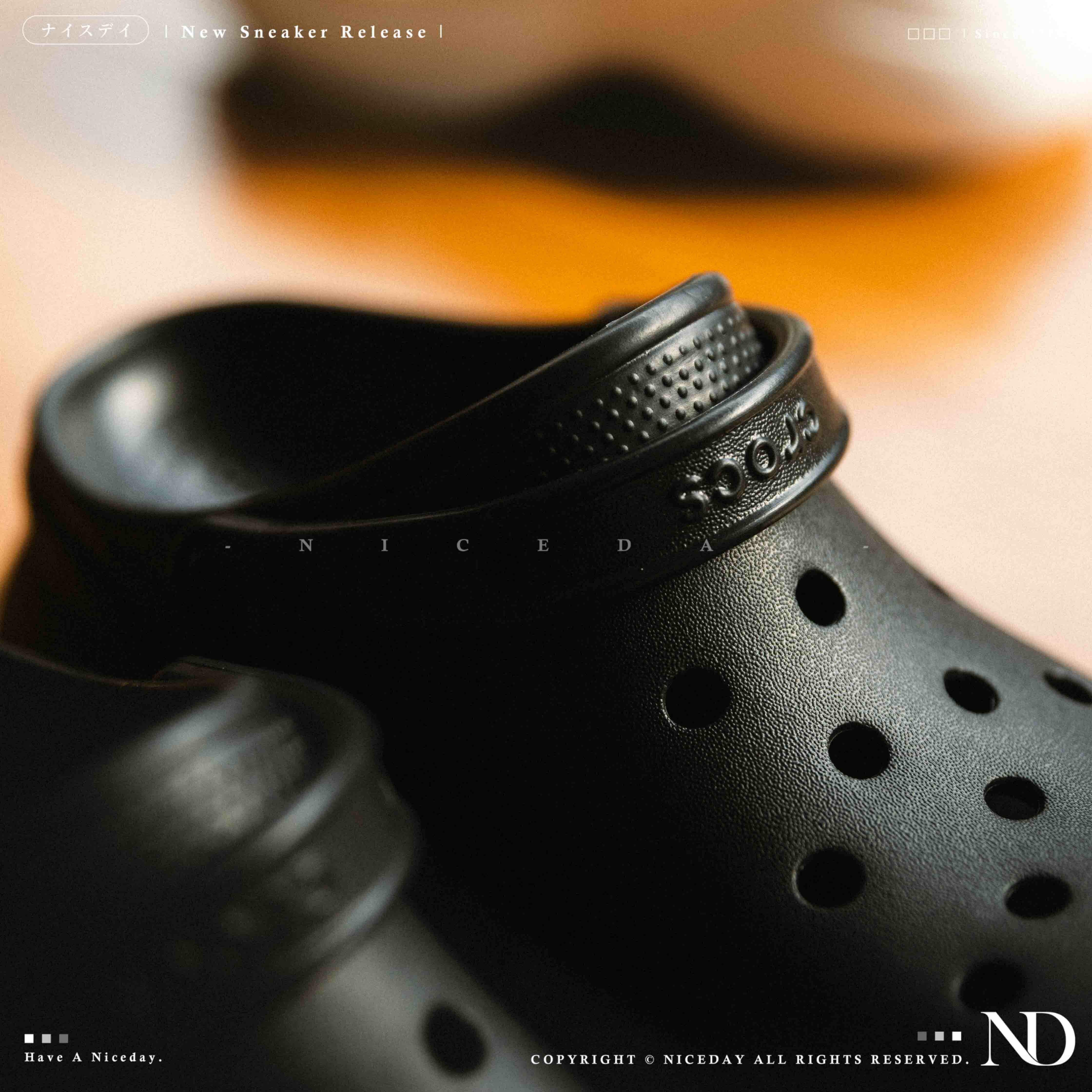 NICEDAY 現貨Crocs Classic 洞洞鞋鯨魚全黑黑厚底206302-001