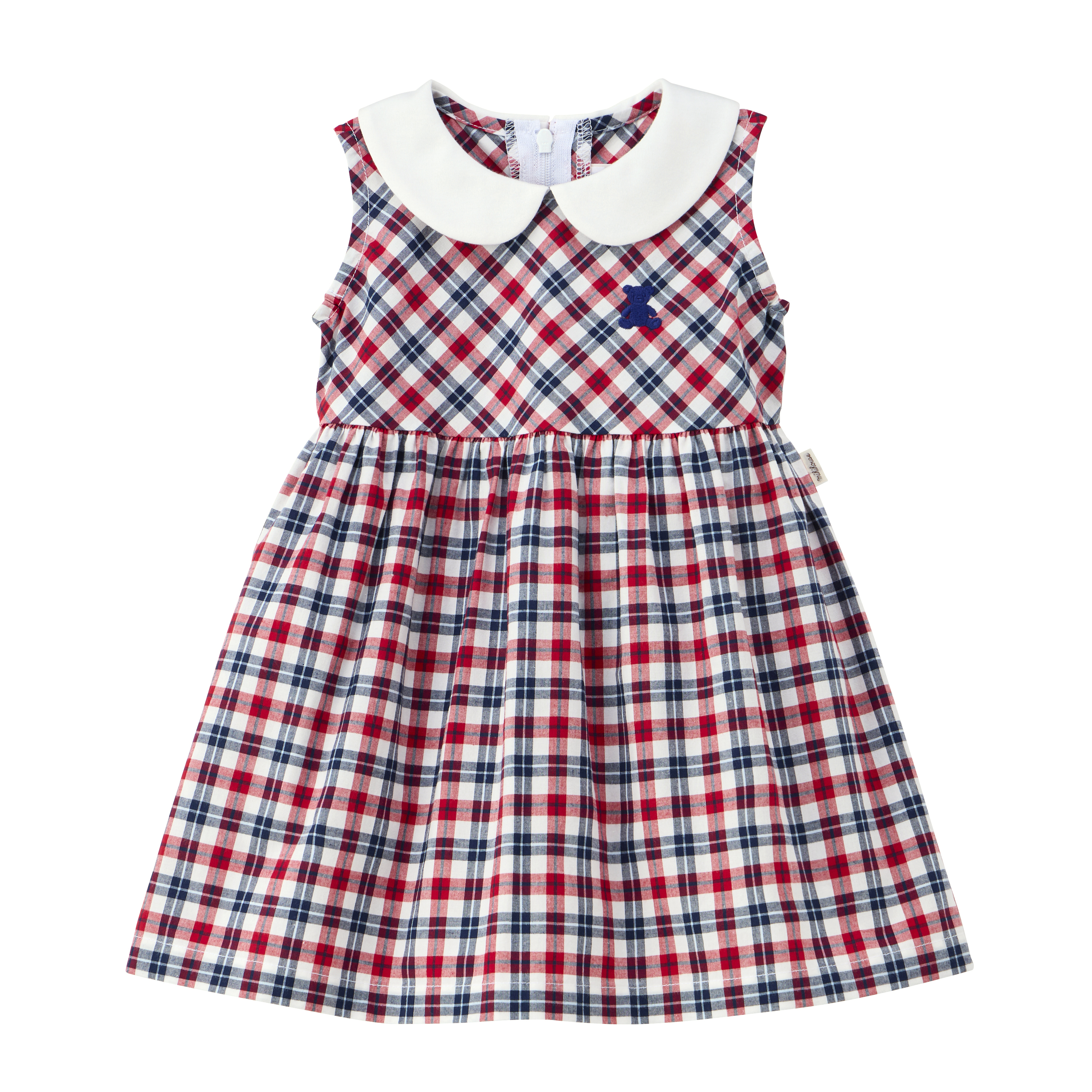 剪影熊優雅無袖洋裝-紅&藏藍