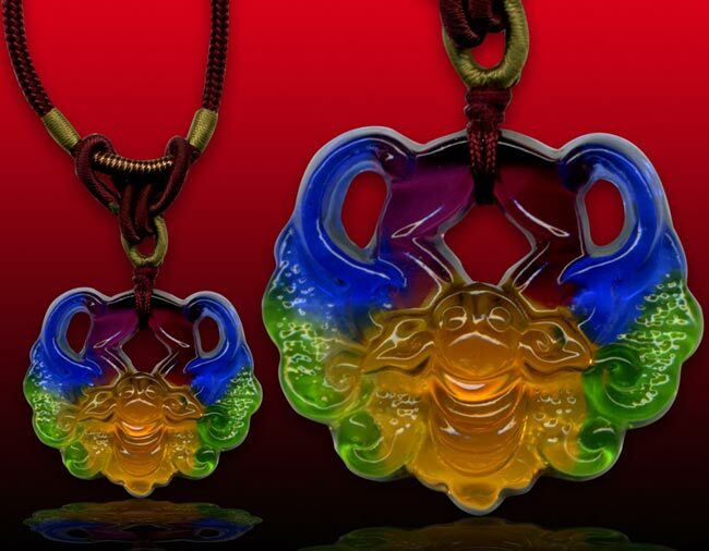 鹿港窯水晶琉璃｜福在眼前項鍊 開運納福平安喜樂隨身相伴