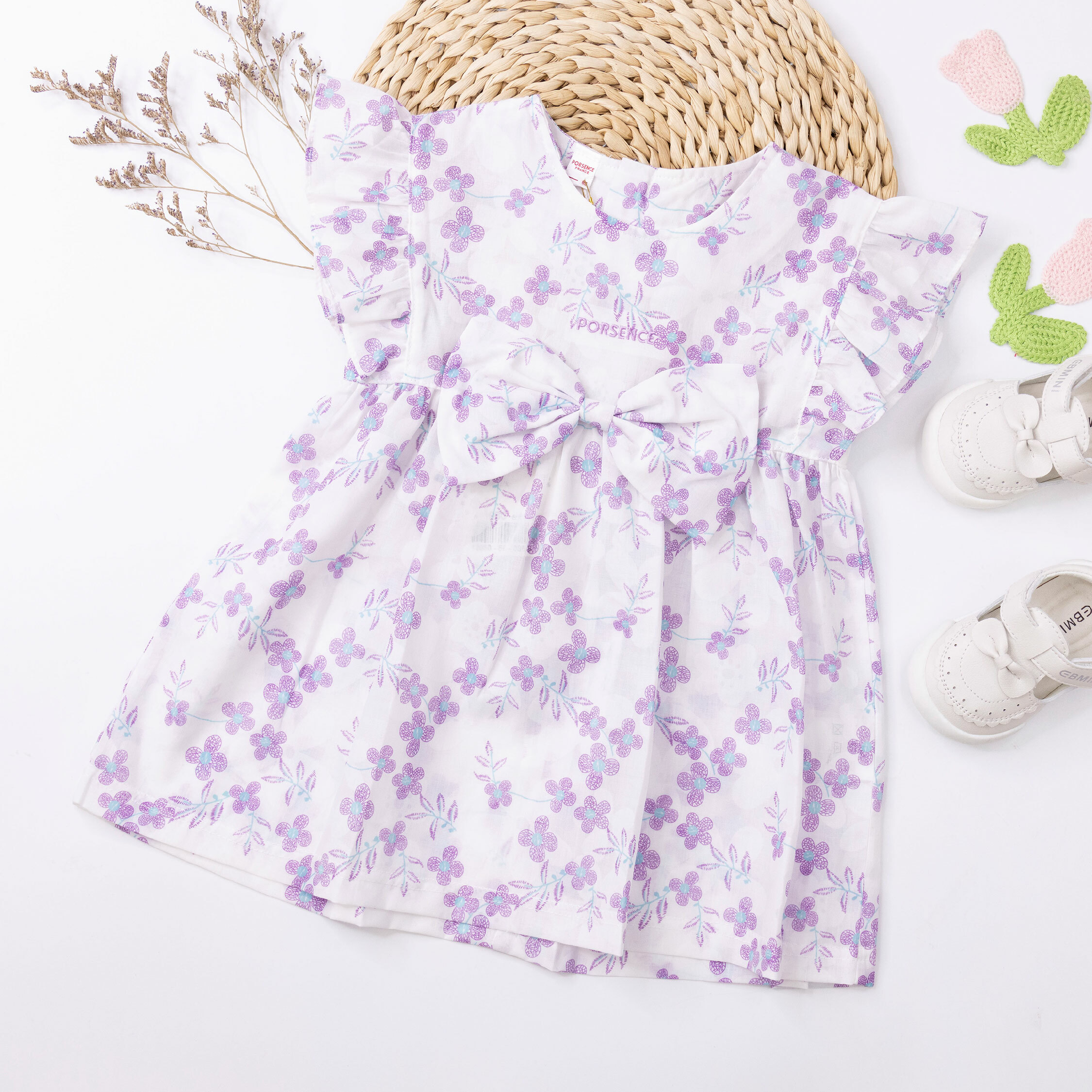 波紳士【12030】手繪花朵蝴蝶結設計洋裝＊二色