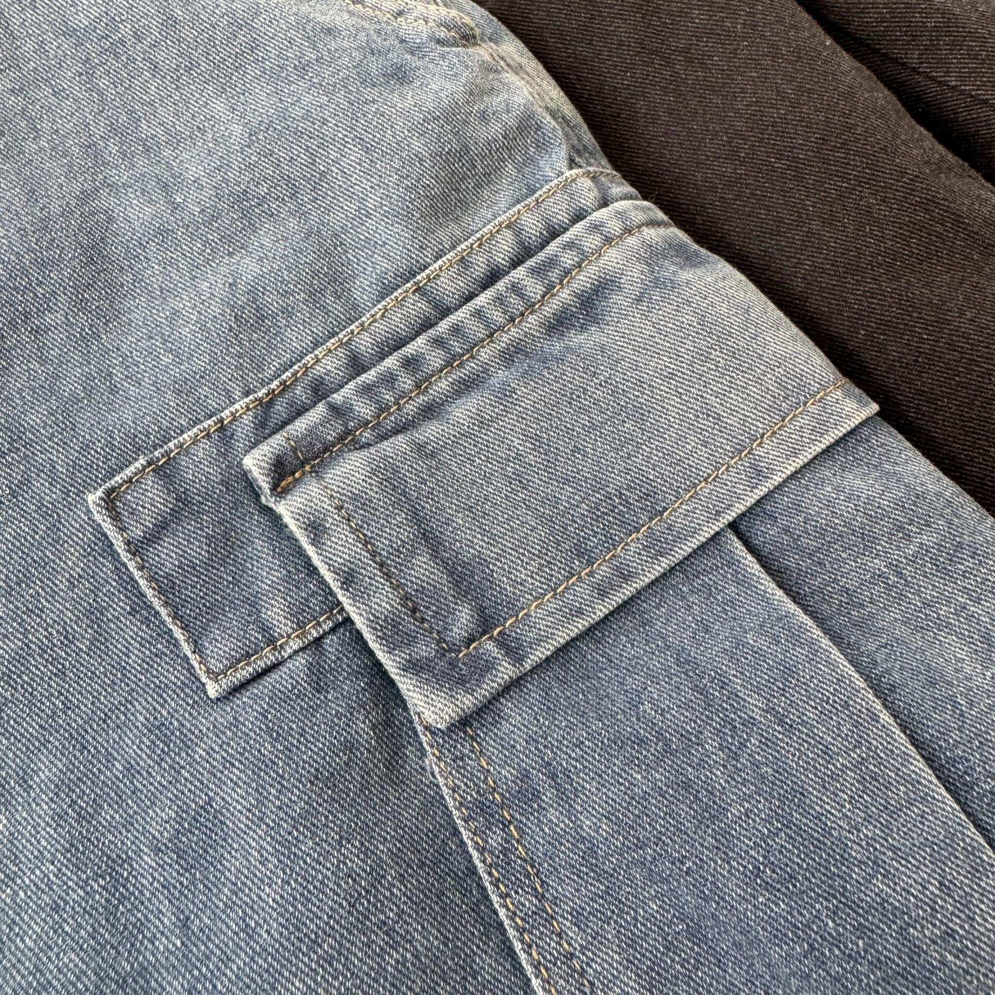 韓國短褲 復古刷色牛仔口袋短褲 80714