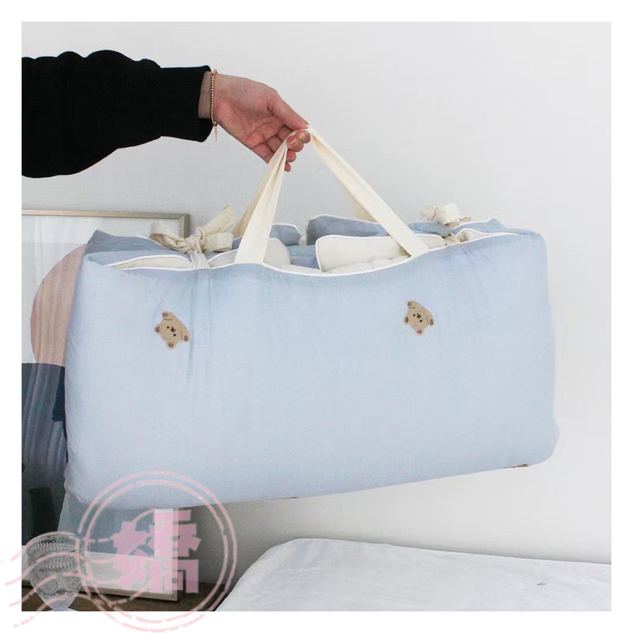 K31007天使小熊兒童款睡袋組(藍'粉)