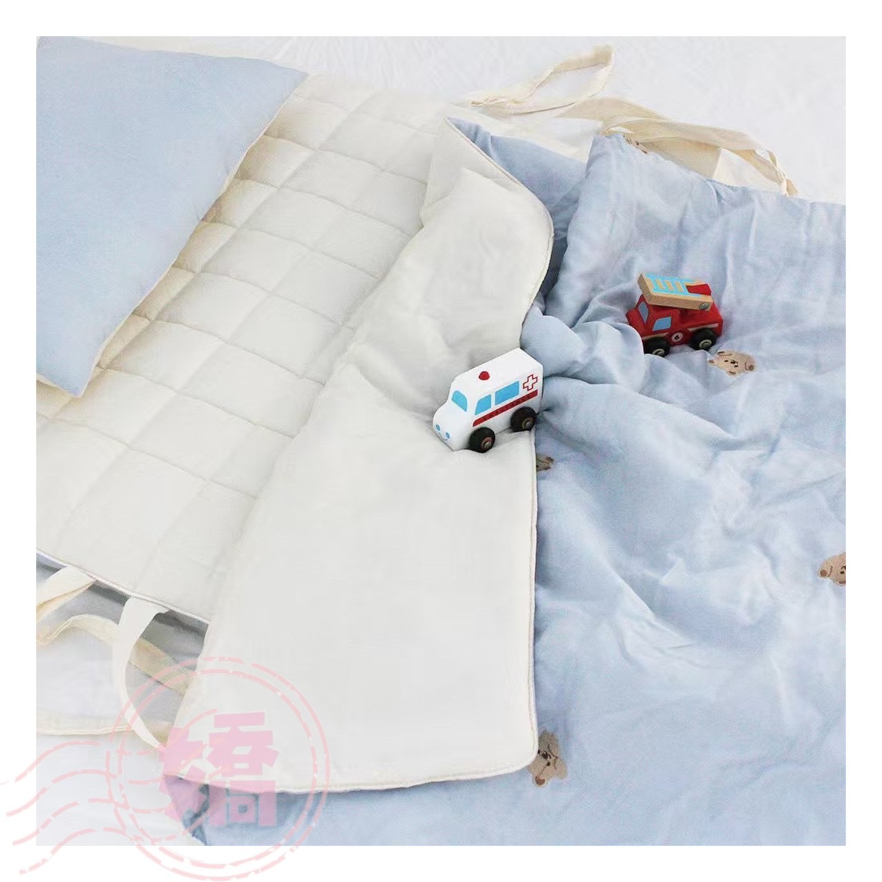 K31007天使小熊兒童款睡袋組(藍'粉)