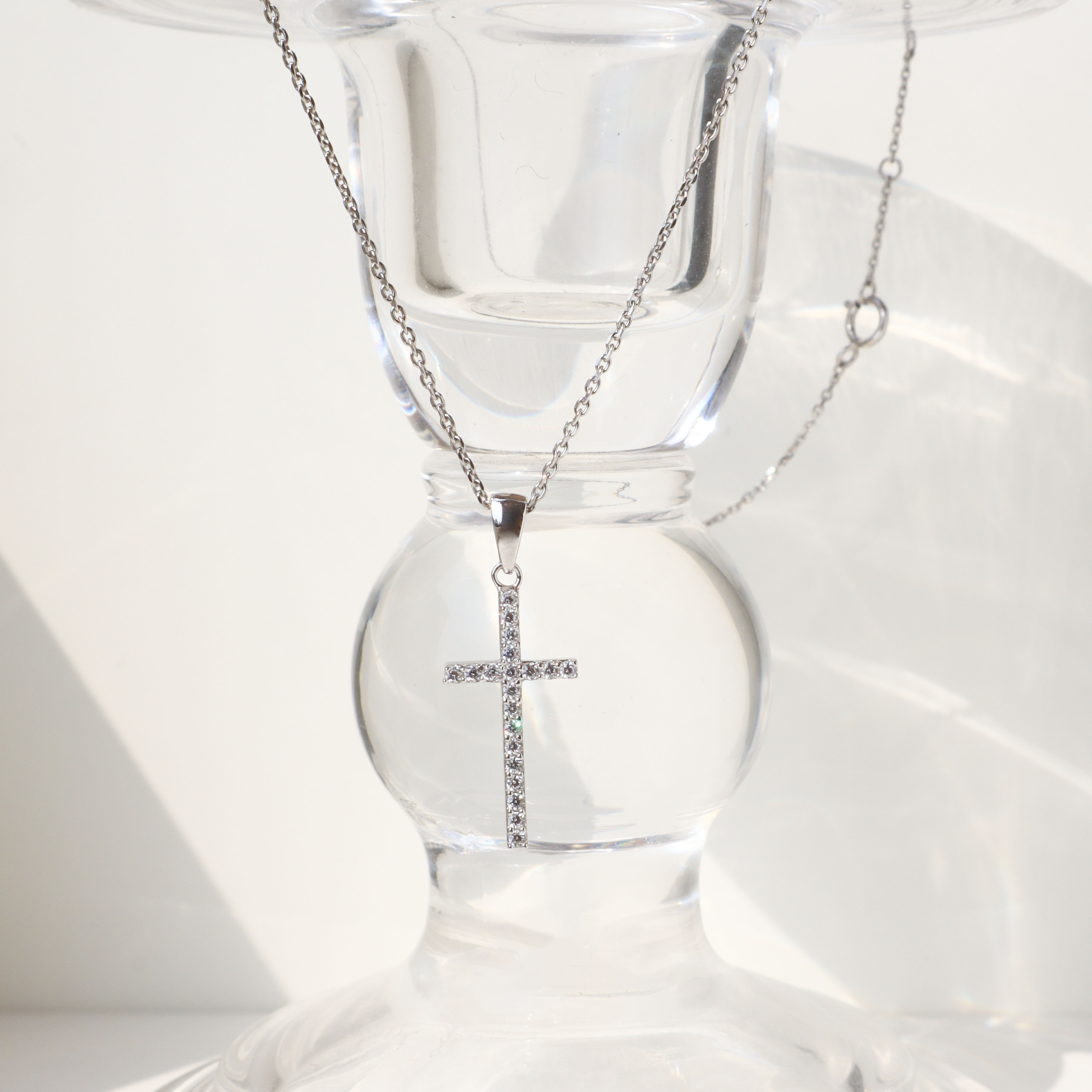 Silver/排鑽十字項鍊