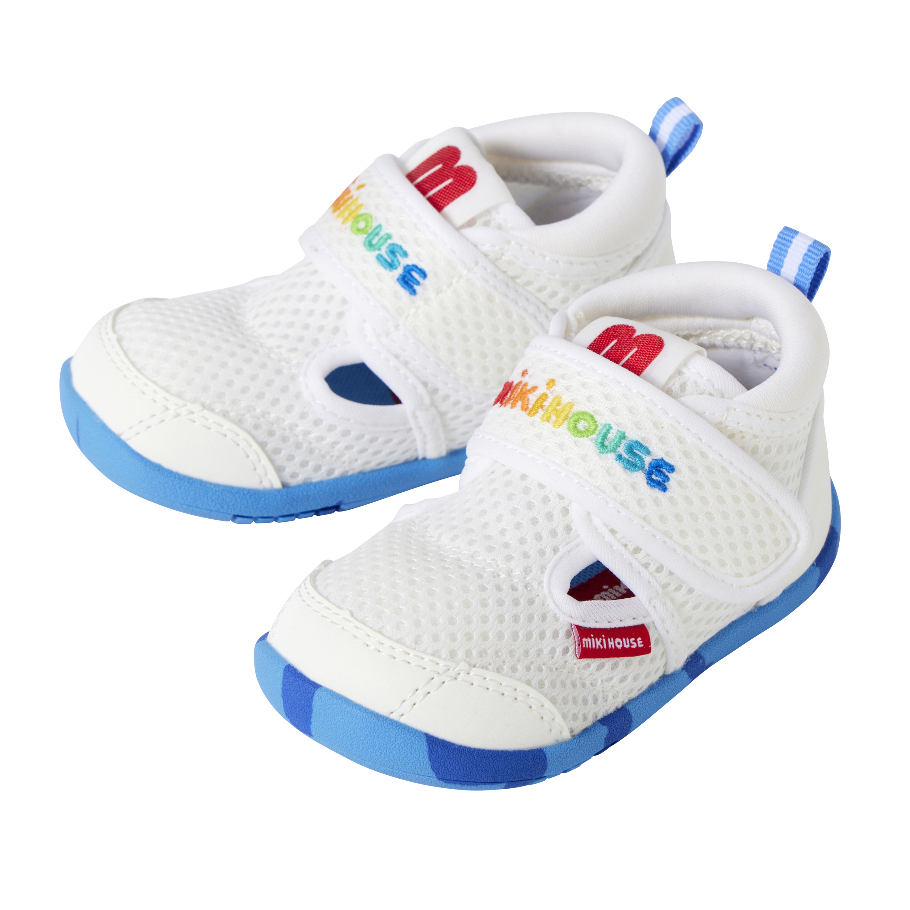 彩色LOGO雙層網眼一段鞋 ( 鞋底大理石紋理 )-白