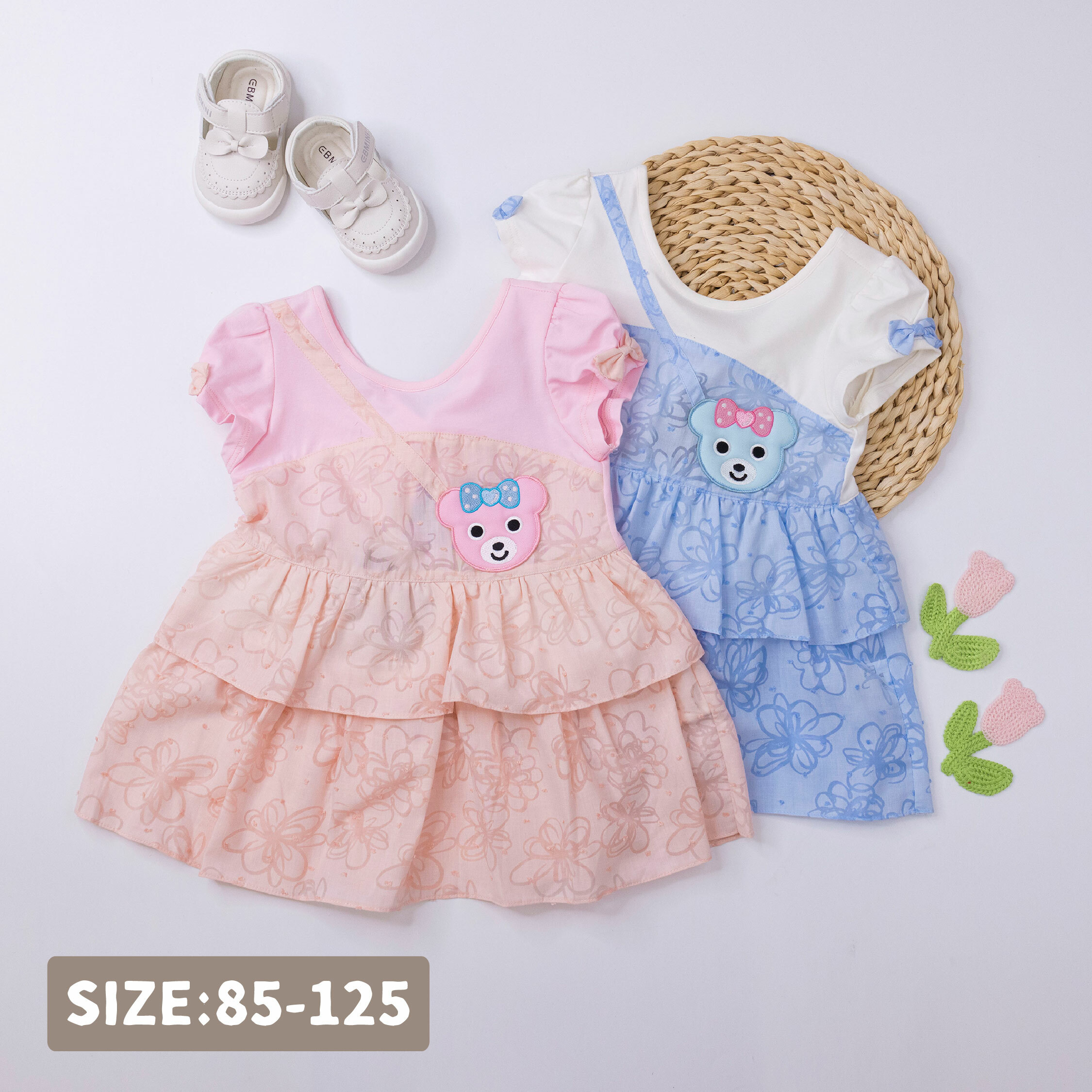 范侖鐵諾【52030】蝴蝶結小熊後挖空設計洋裝＊二色