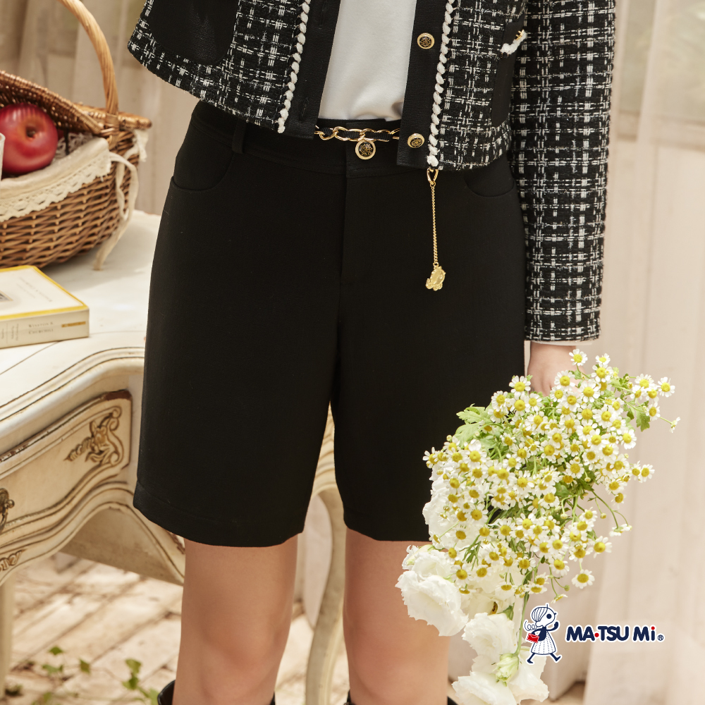 MA‧TSU Mi 瑪娃金屬腰鍊設計百搭短褲(黑)