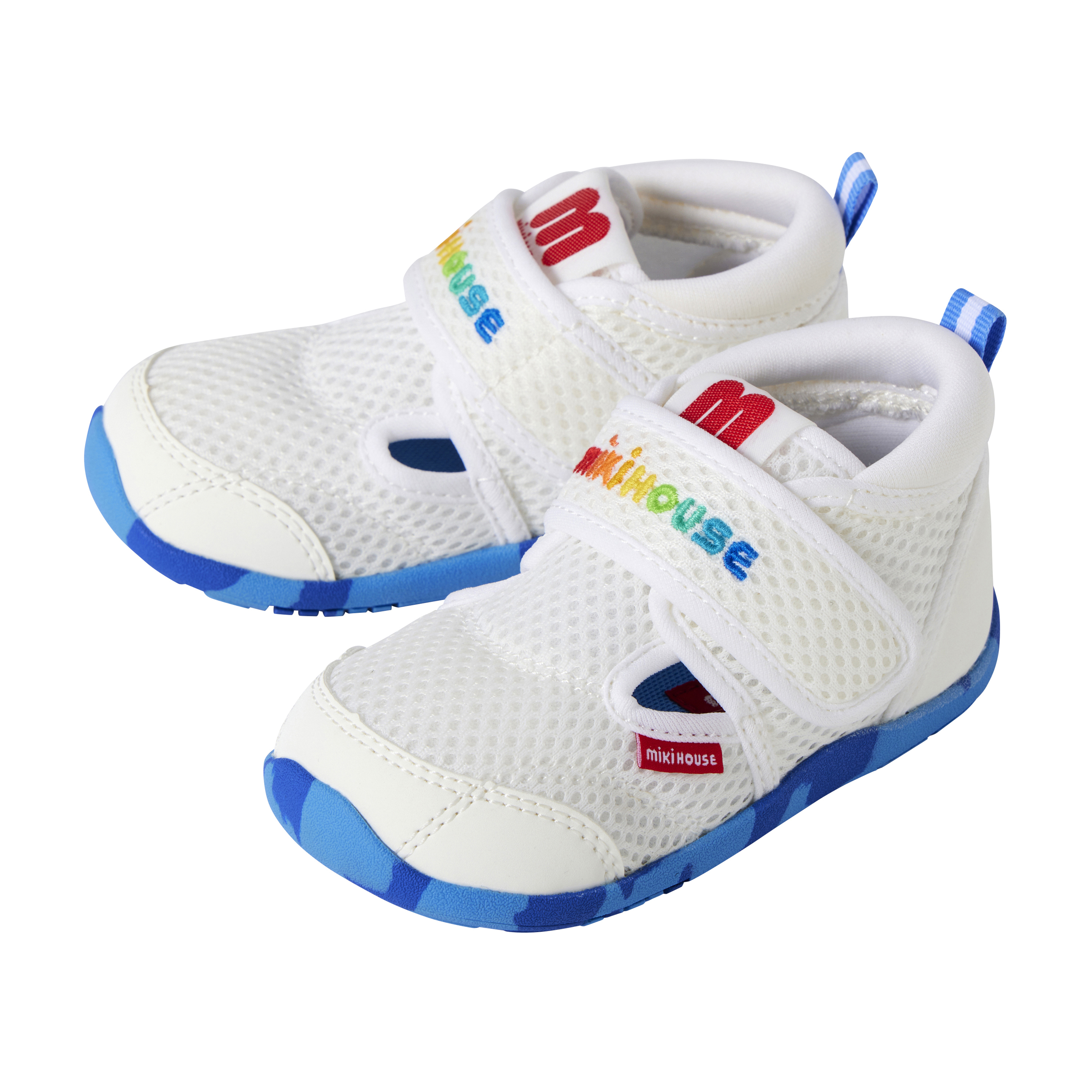 彩色LOGO雙層網眼二段鞋 ( 鞋底大理石紋理 )-白