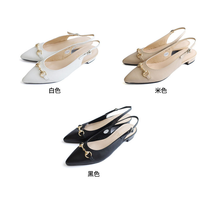 優雅自信 日本製真皮馬蹄釦穆勒跟鞋【PO-PTN214】