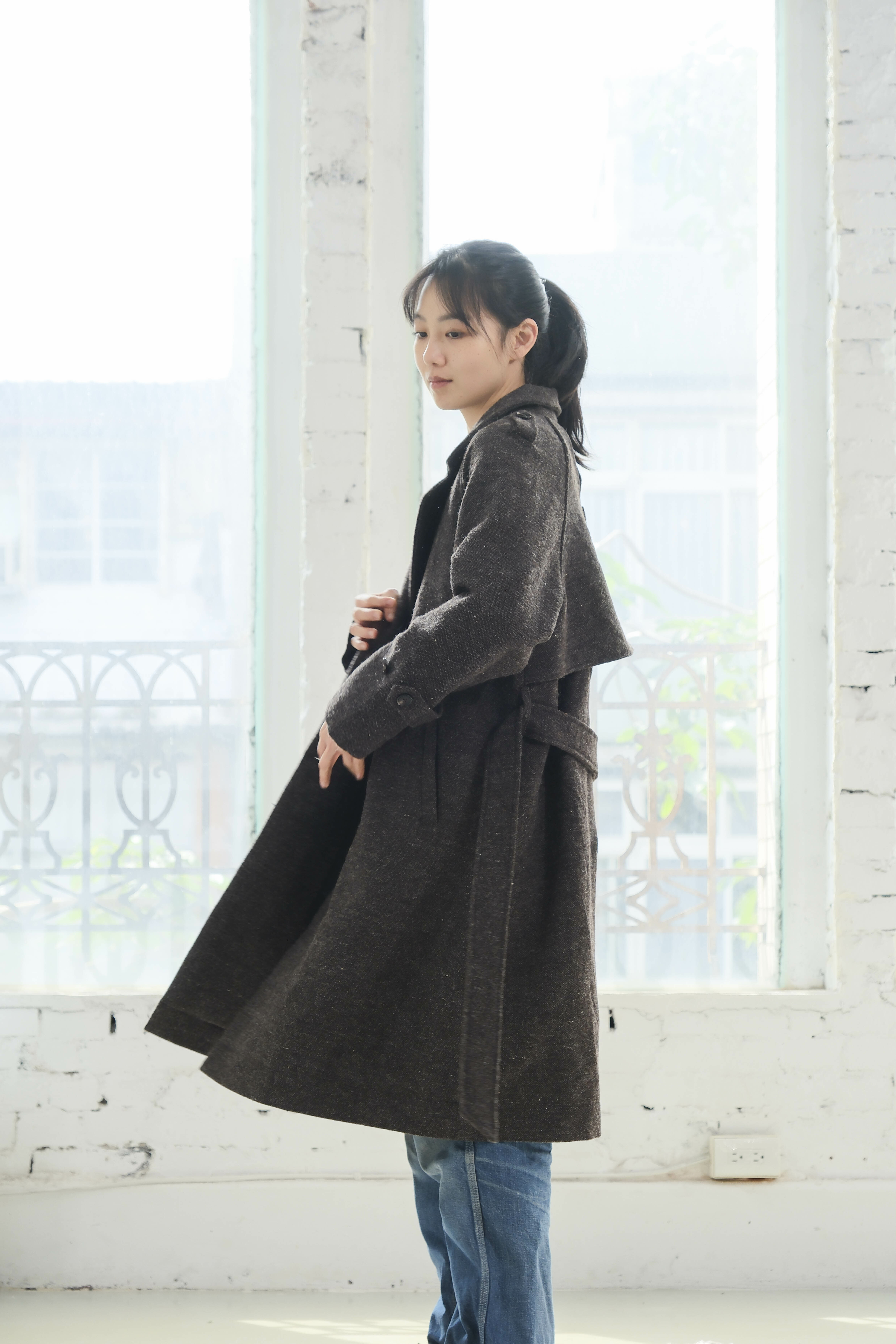 Ujeli 風衣外套 羊毛褐