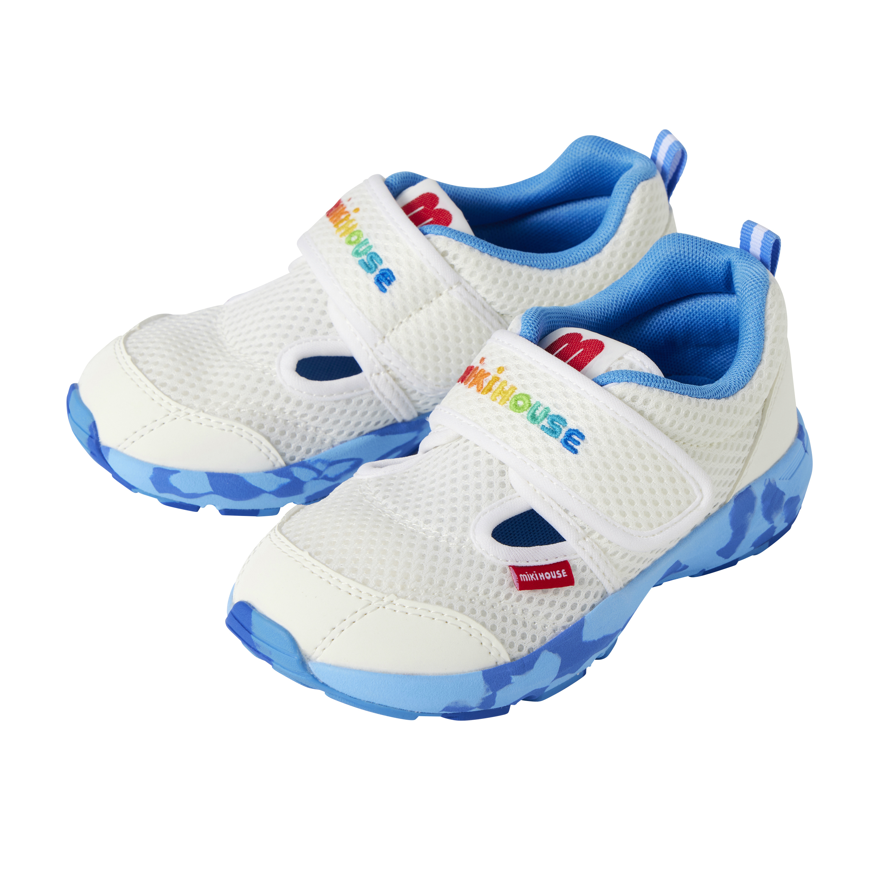 彩色LOGO雙層網眼童鞋-白