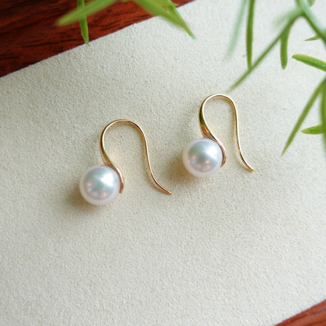 高跟鞋 - 18K金日本Akoya珍珠耳勾 (8-8.5mm)