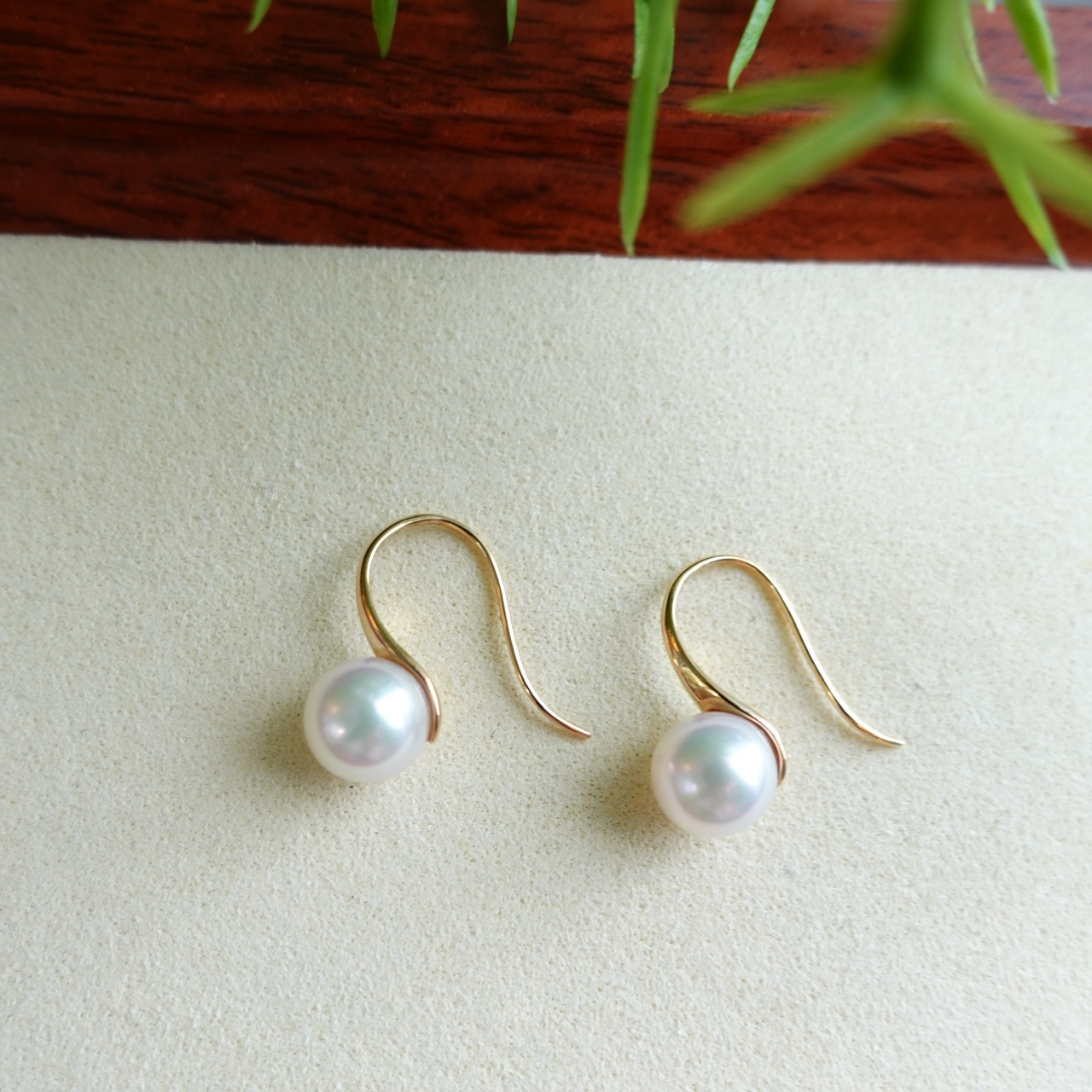 高跟鞋 - 18K金日本Akoya珍珠耳勾 (8-8.5mm)