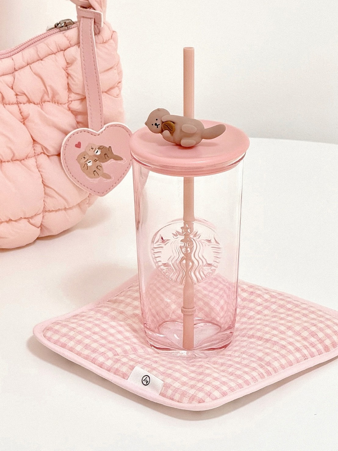 STARBUCKS 星巴克 星相伴系列 愛心杯底 玻璃吸管杯