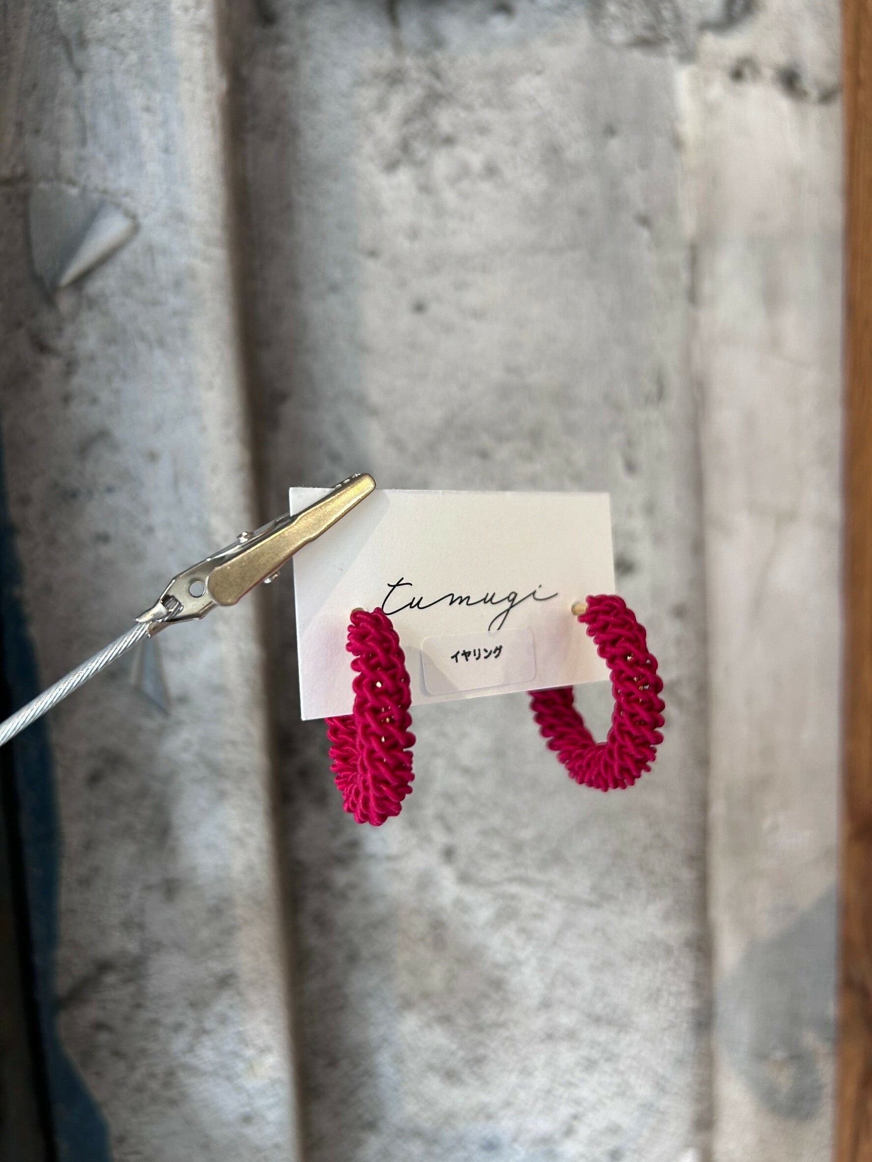 [TUMUGI] 水引環形耳環 | 真紅 | 耳針 | NO.1
