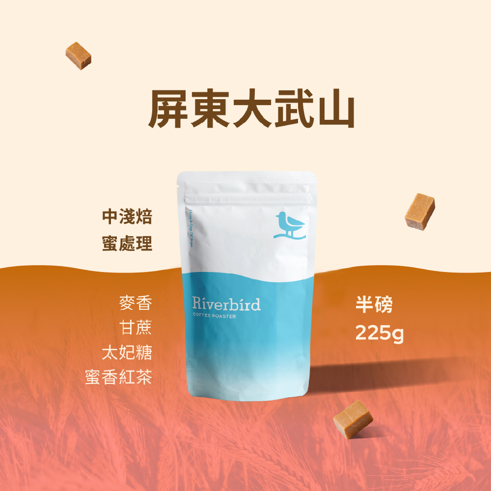 【Riverbird】《225g》鴻豆・屏東大武山 中淺焙/蜜處理