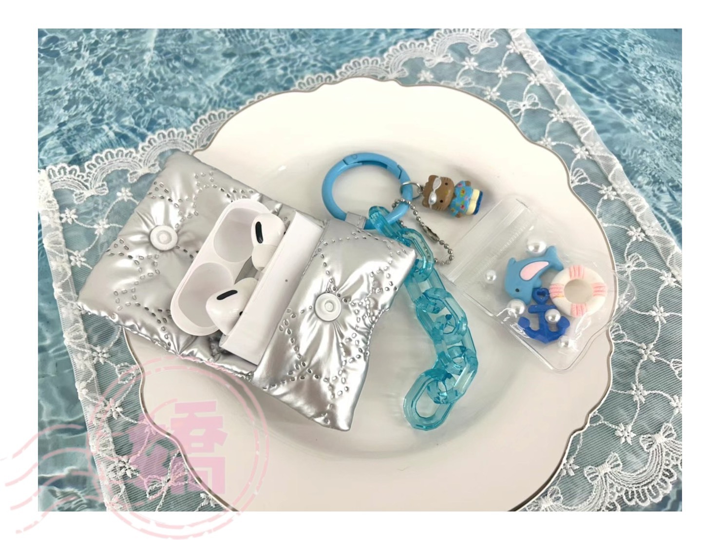 K30060自制款掛件(銀'粉)(小包可裝耳機)