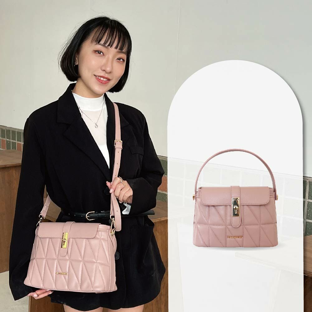 掀蓋壓紋包(大)-藕粉