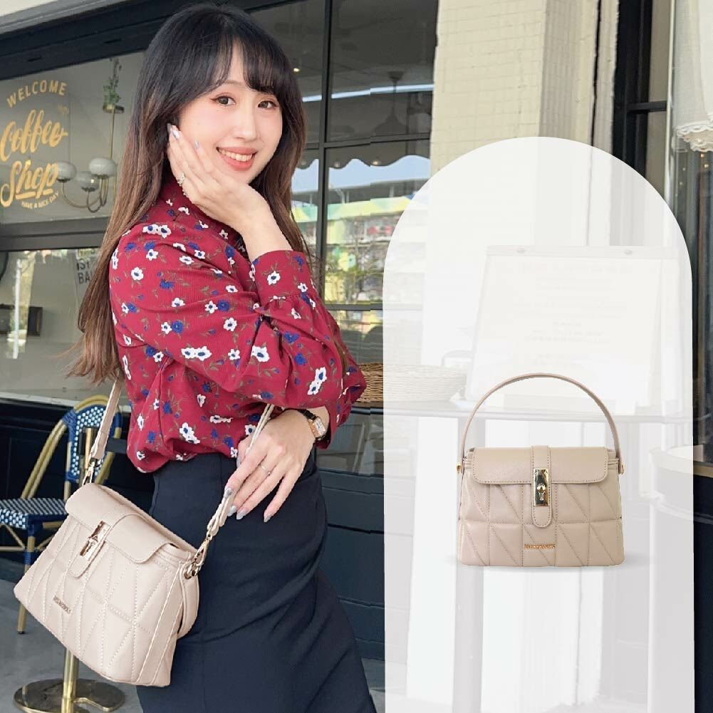 掀蓋壓紋包(小)-杏色