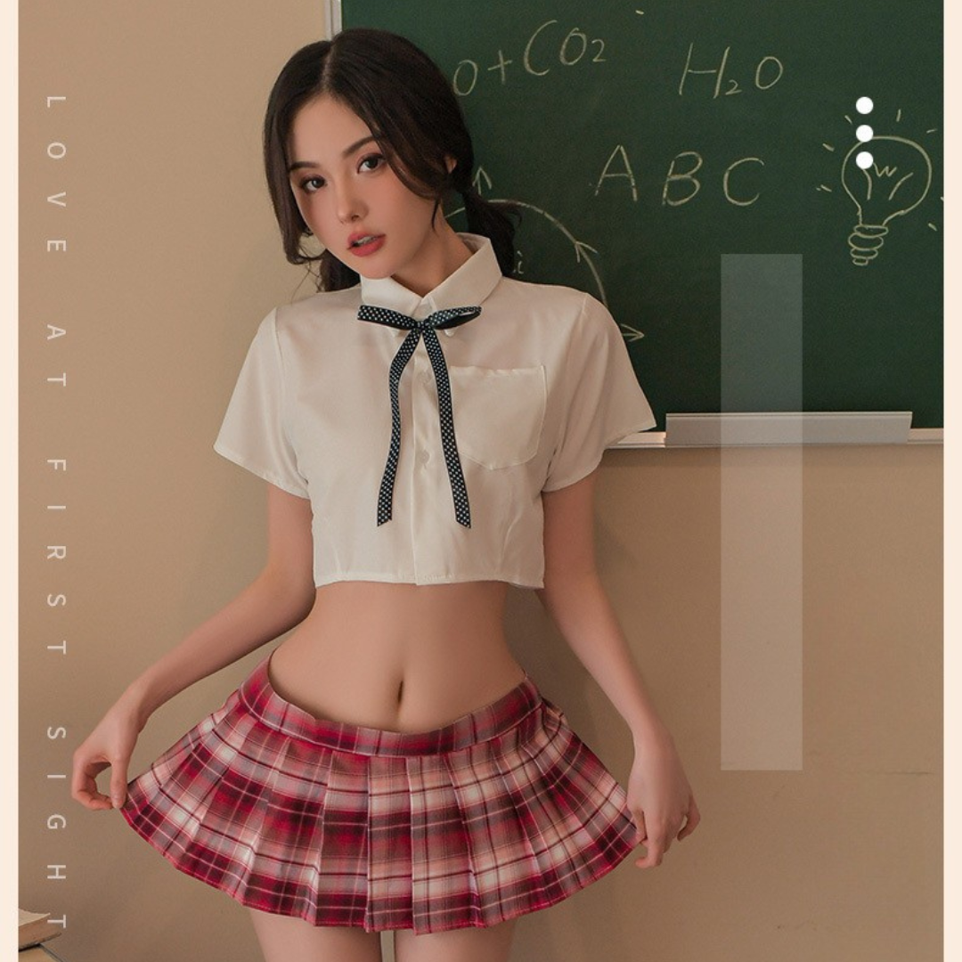 蝴蝶結綁帶 清純學生制服(藍紫色/紅茶色/黑色)  JK-775