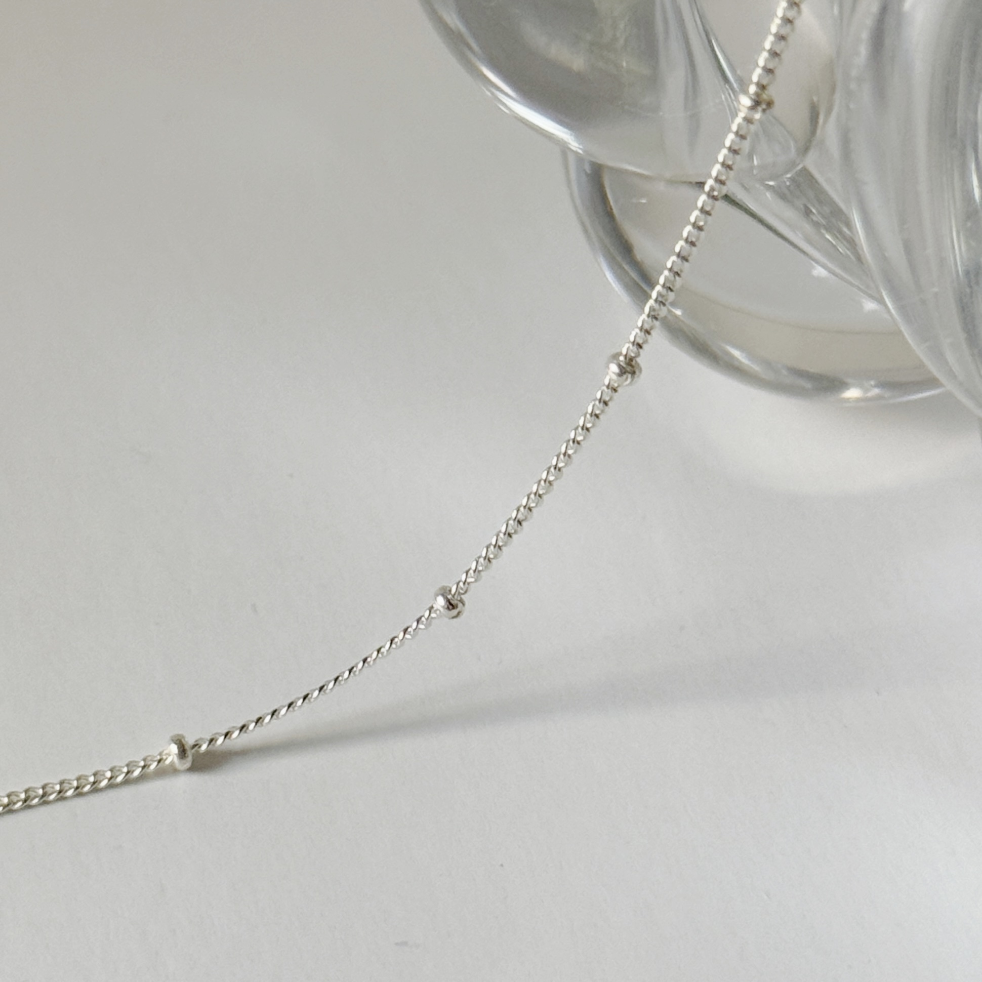 簡約細珠項鍊-銀