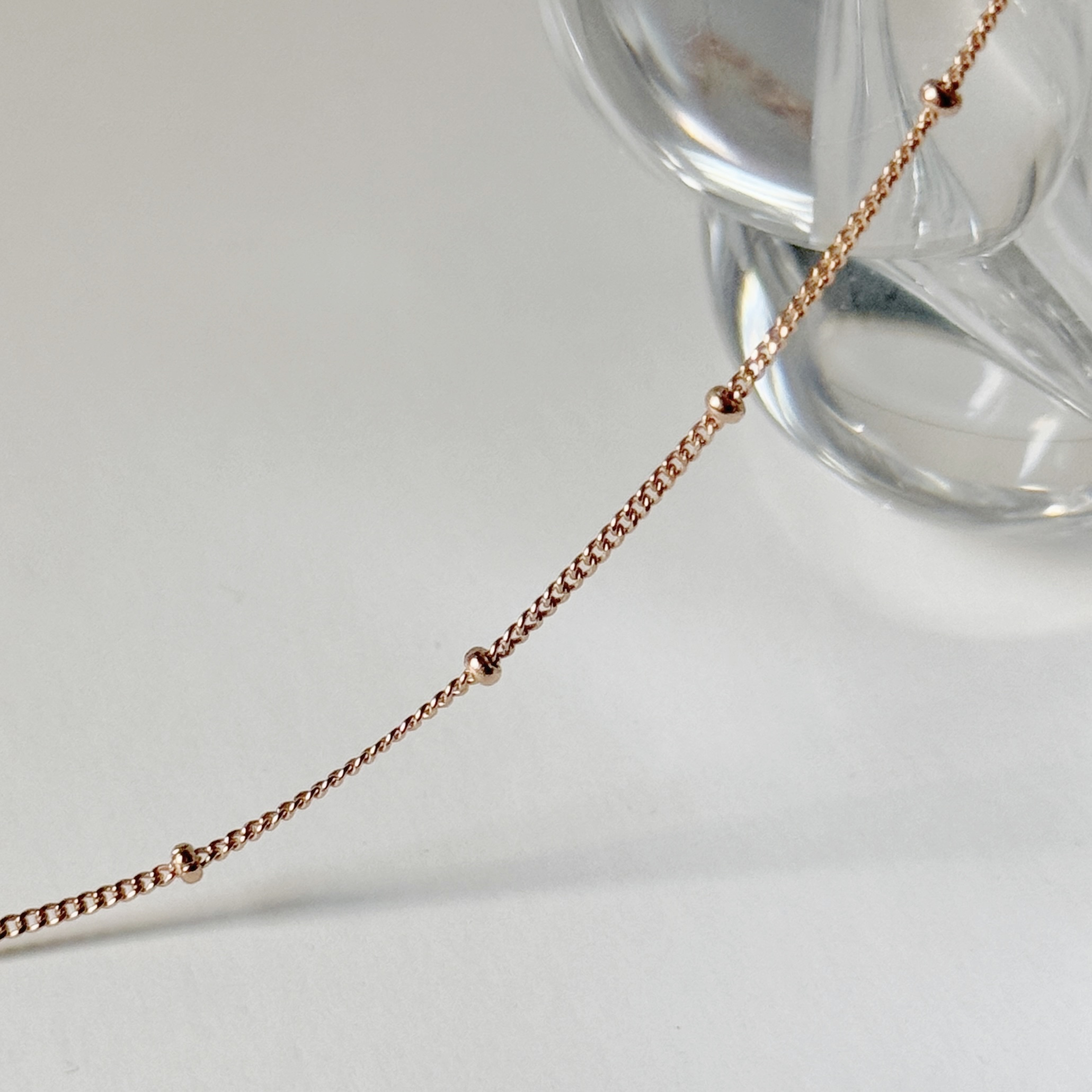 簡約細珠項鍊-玫瑰金