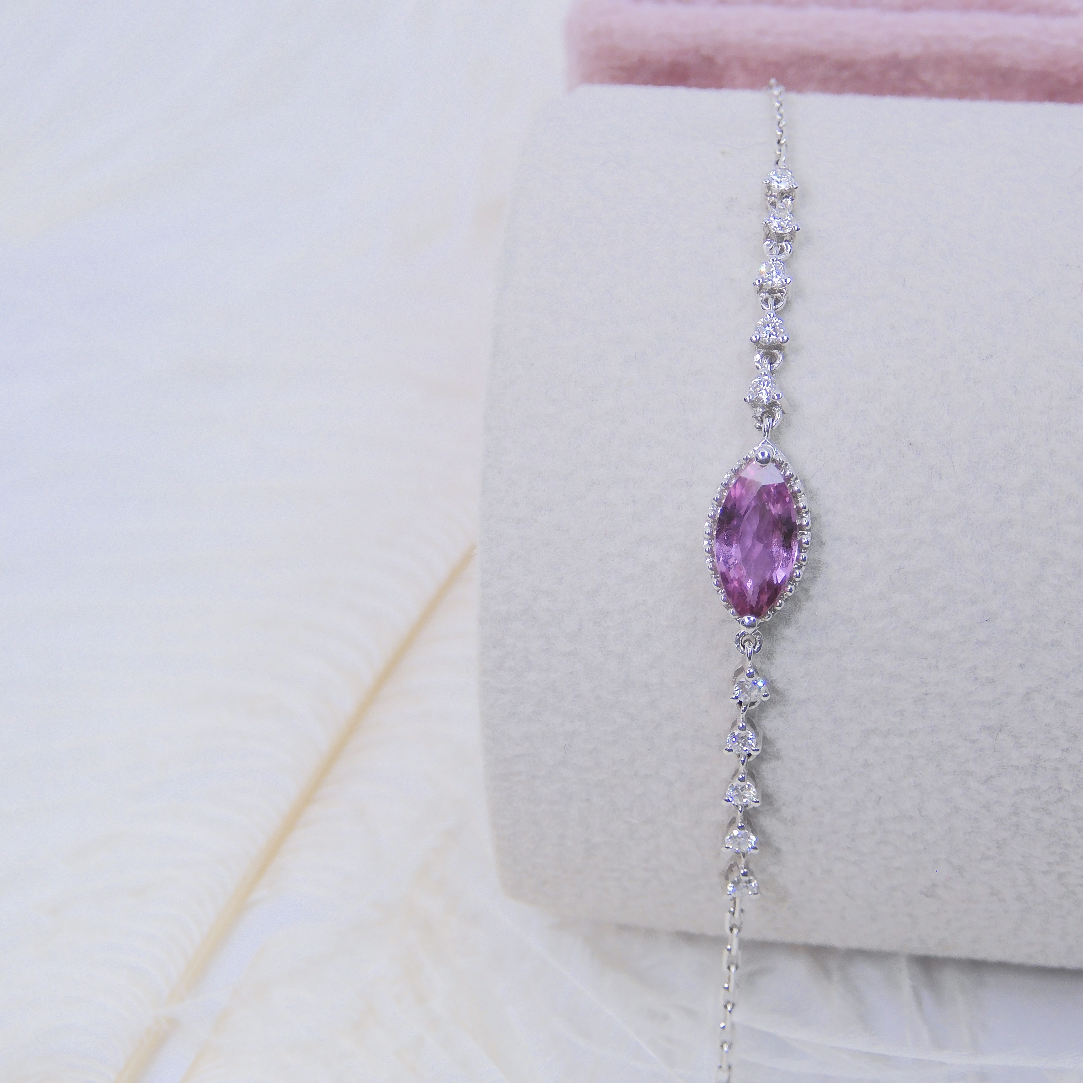 18K金 0.86ct 粉紅藍寶石手鏈