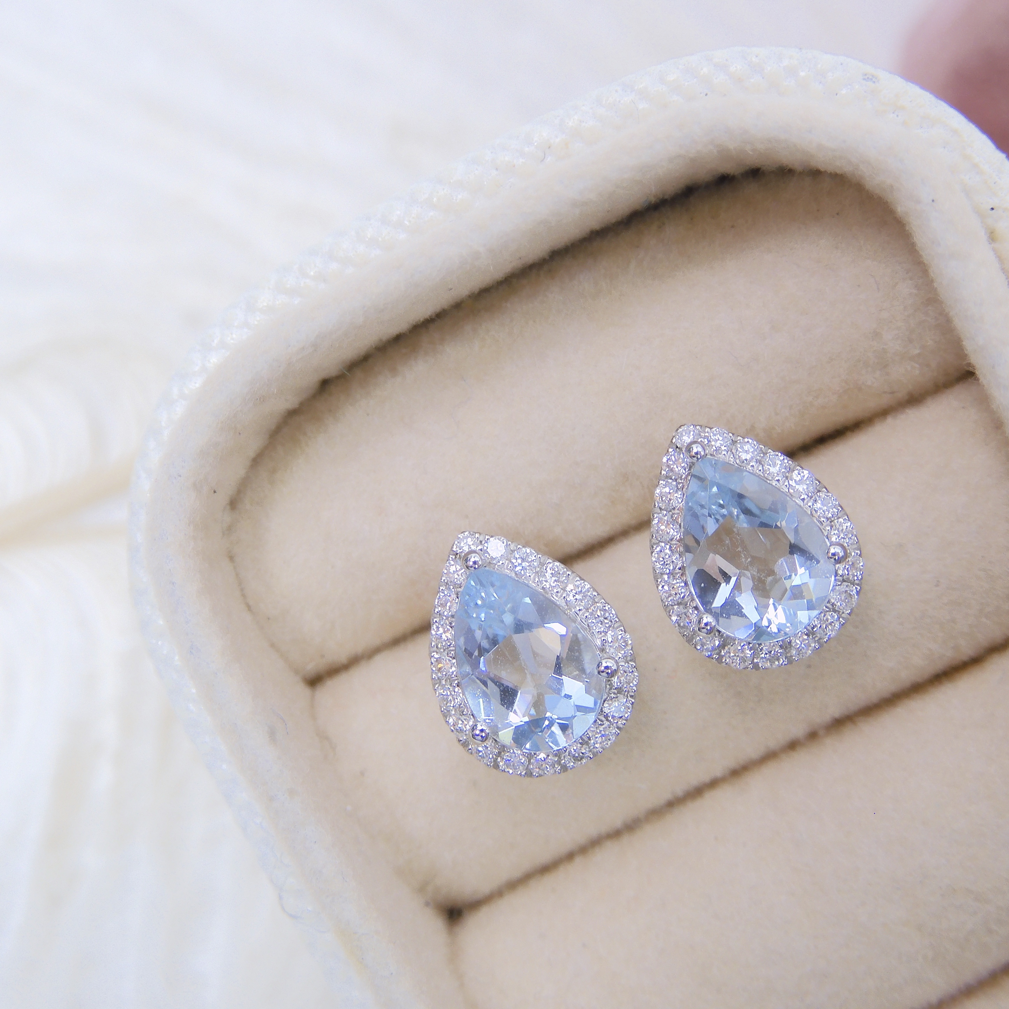 18K金 0.97ct 海藍寶耳釘