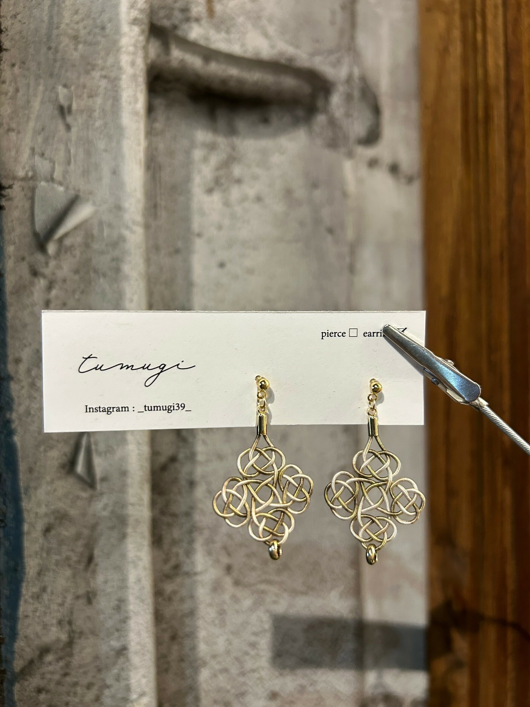 [TUMUGI] 水引四重窗花耳環 | 翁茶色 | 耳夾 | NO.44