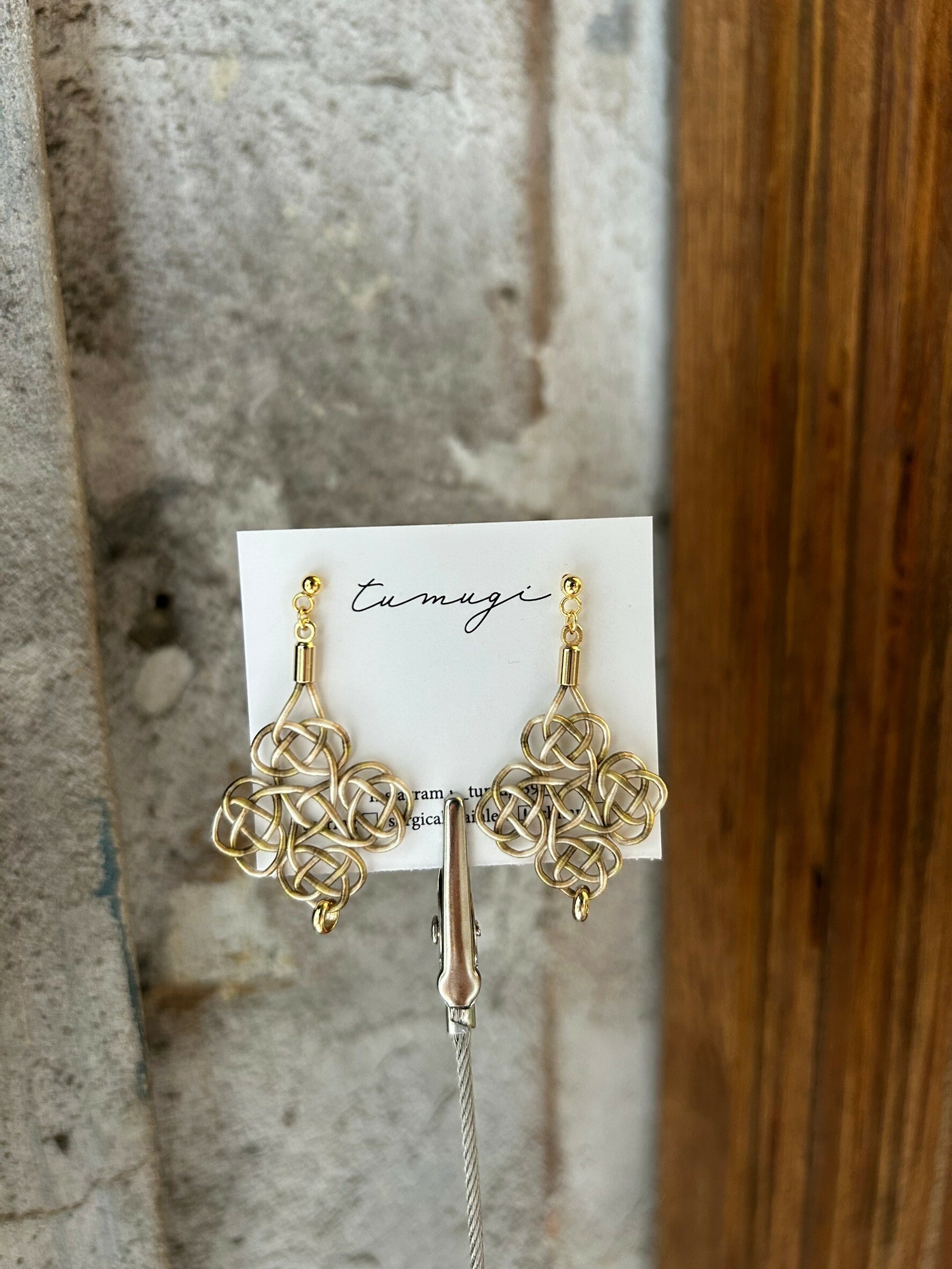 [TUMUGI] 水引四重窗花耳環 | 翁茶色 | 耳針 | NO.104