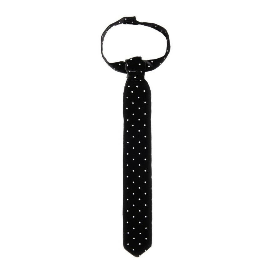 1CI1004-072 CATHERINE OSTI Tie ‘’Lou’’ Black With White Polka Dots (A-K11-E)