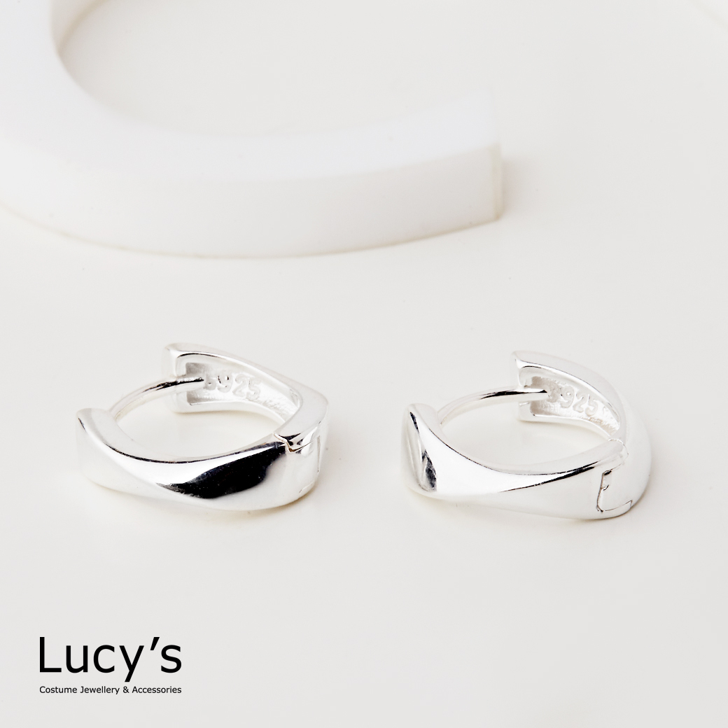 925純銀 扭結小圈 易扣耳環 (121353)