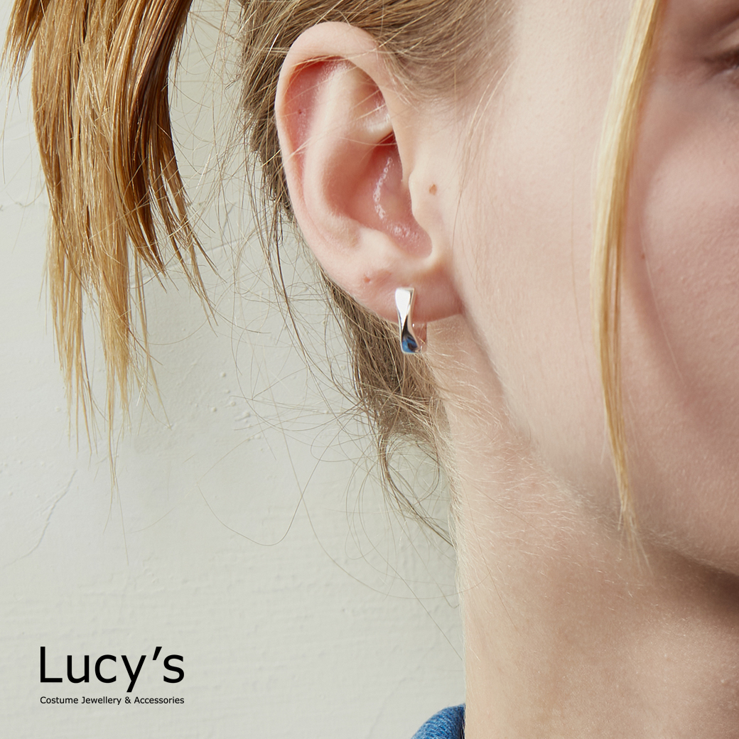 925純銀 扭結小圈 易扣耳環 (121353)