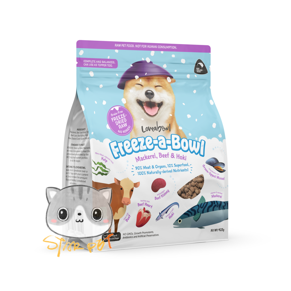 Loveabowl Mackerel Beef Hoki Freeze Dried Raw Dog Recipe 425g