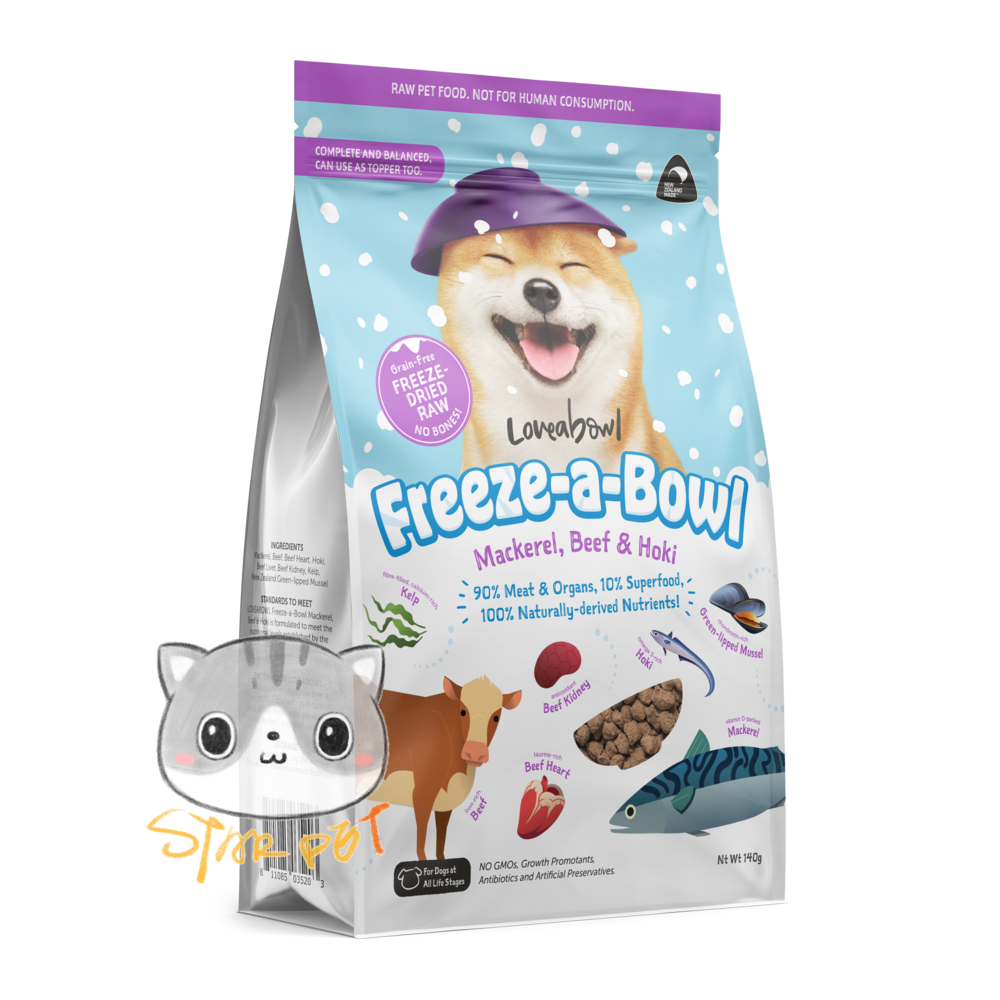 Loveabowl Mackerel Beef Hoki Freeze Dried Raw Dog Recipe 140g