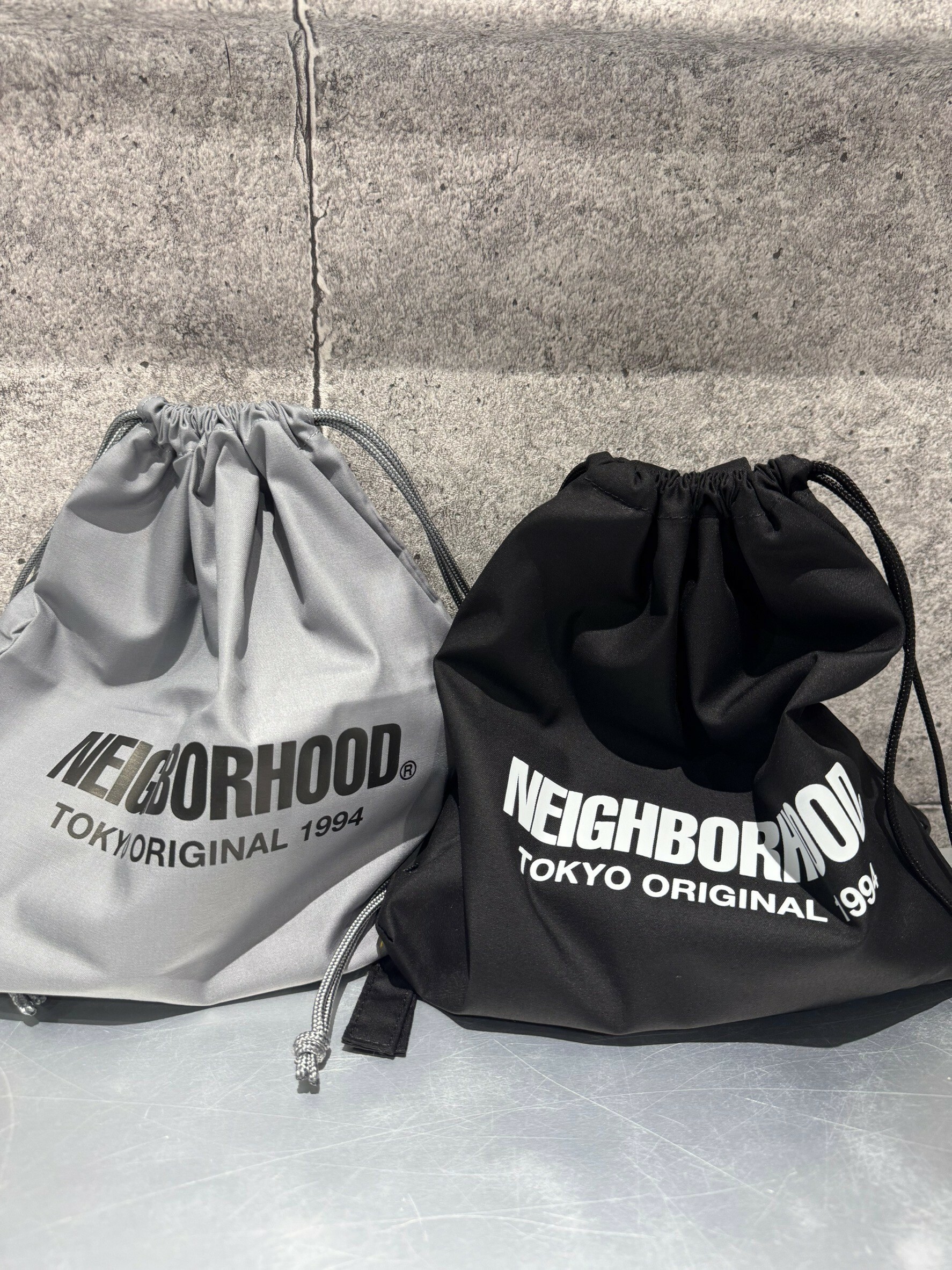 NEIGHBORHOOD drawstring shoulder bag dual-purpose squar