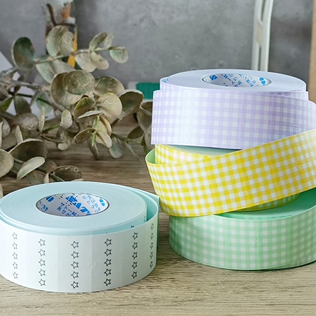 日本Stamp Marche．標籤機貼紙膠帶捲 3格紋+1款 <整捲/分裝>