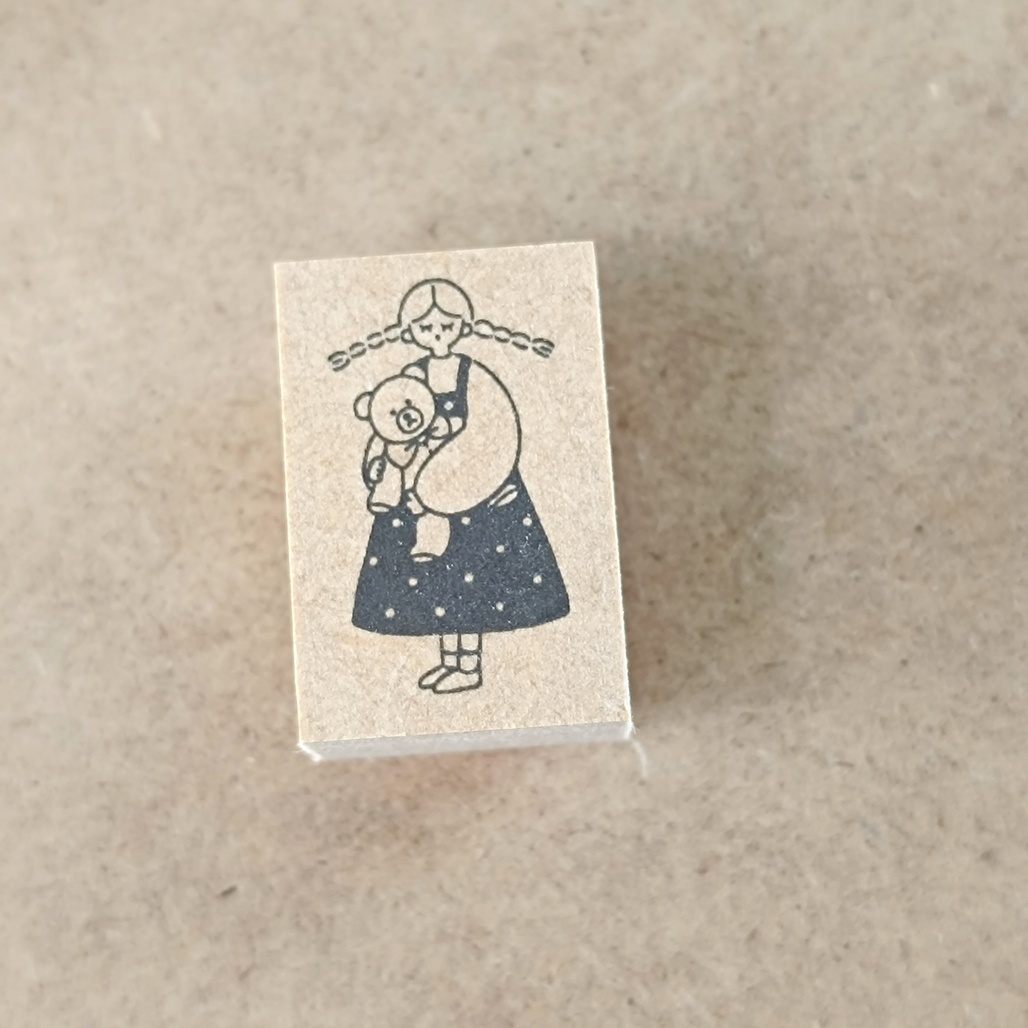 日本Stamp Marche．原創手帳印章 泰迪熊女孩/生長紀錄