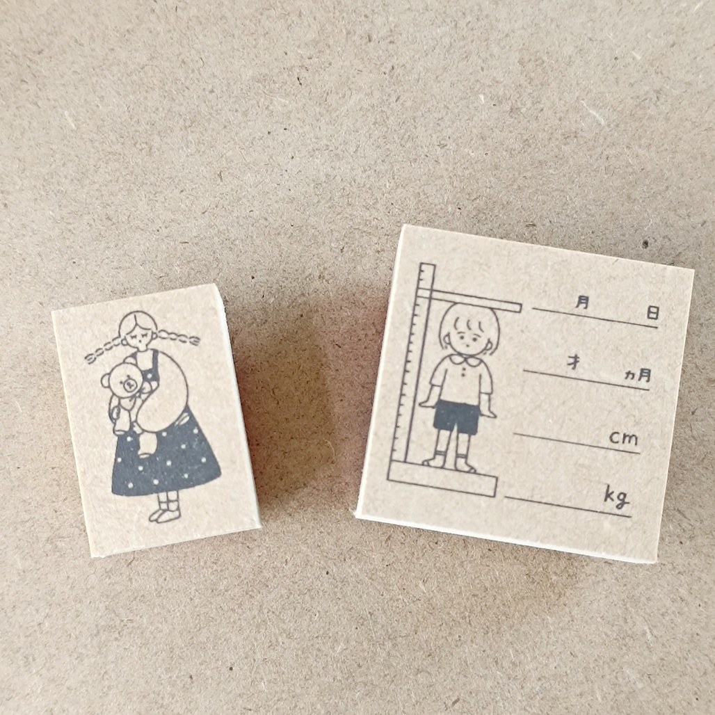 日本Stamp Marche．原創手帳印章 泰迪熊女孩/生長紀錄