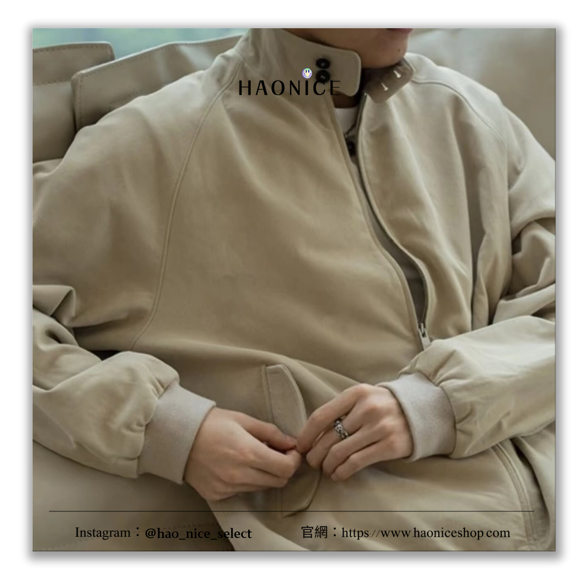 【HAO NICE】潮流精品✨Prada經典三角logo立領小羊皮哈靈頓飛行夾克 休閒外套 內羊毛絨