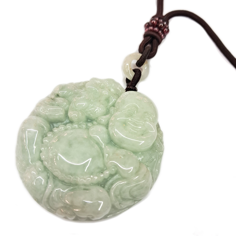 麒麟招財彌勒佛{緬甸玉湖青}中國結項鍊【十方】136160