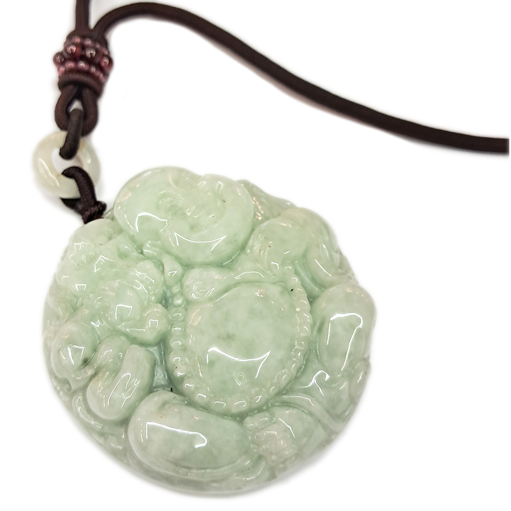 麒麟招財彌勒佛{緬甸玉湖青}中國結項鍊【十方】136160
