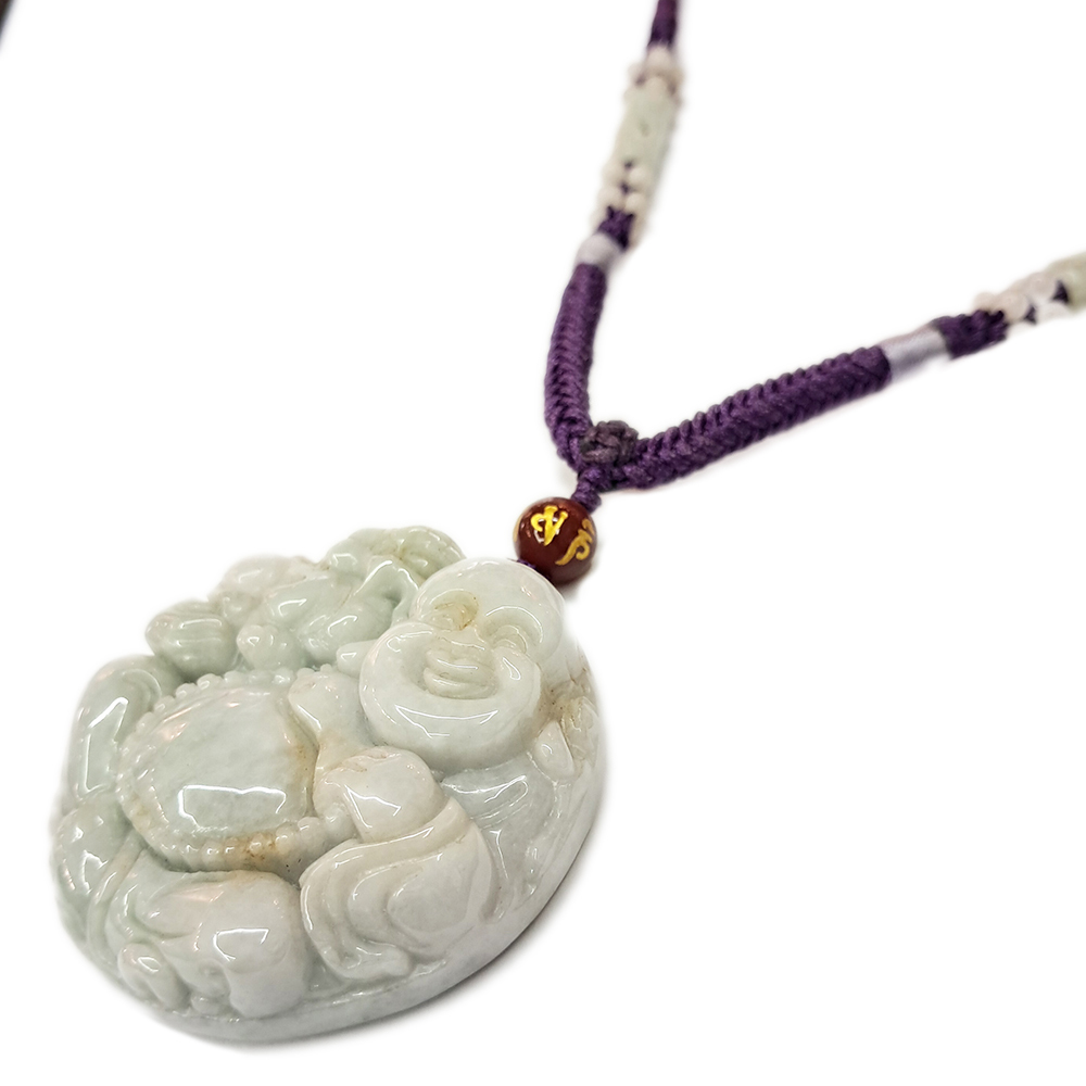 麒麟招財彌勒佛{緬甸玉紫羅蘭}中國結項鍊【十方】136161