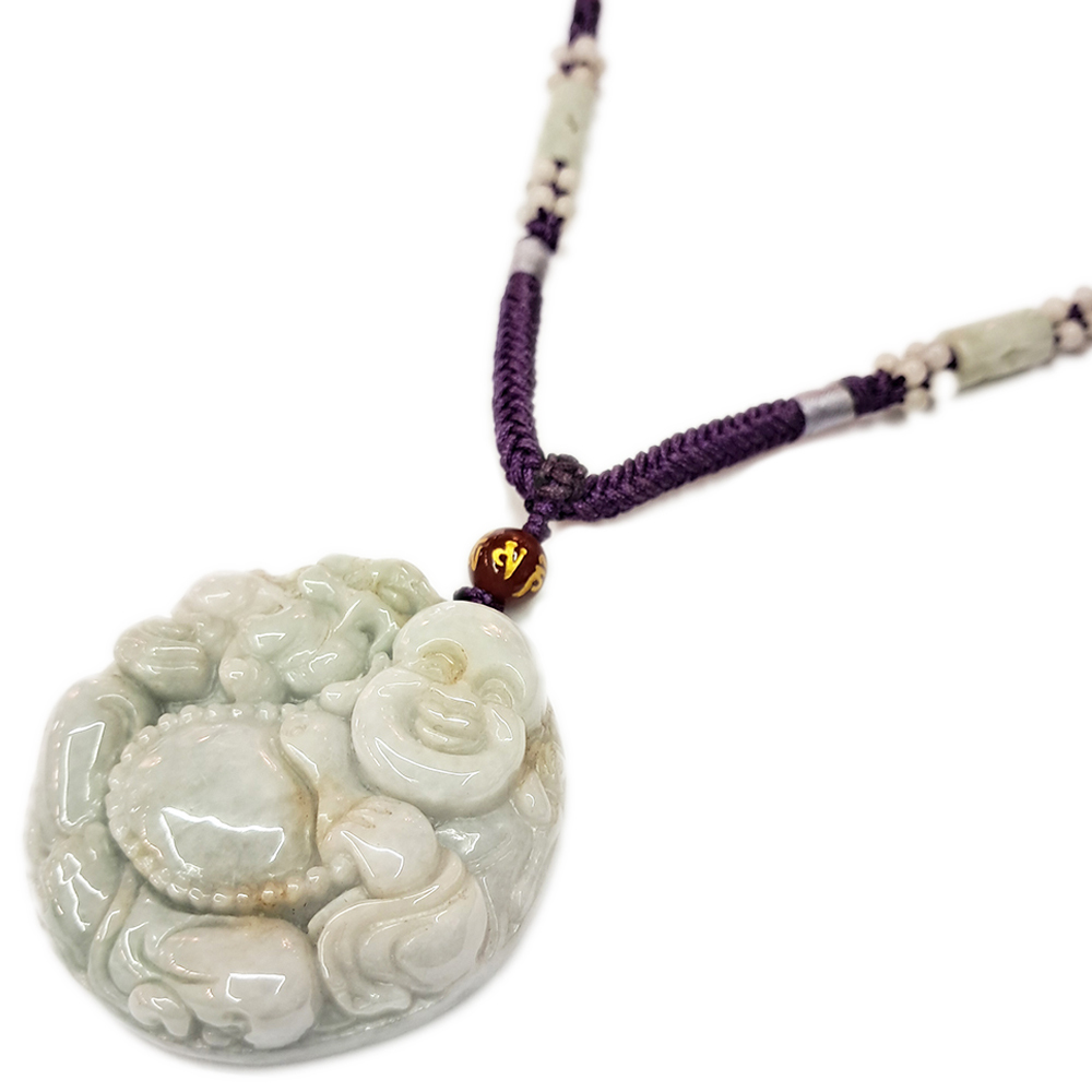 麒麟招財彌勒佛{緬甸玉紫羅蘭}中國結項鍊【十方】136161