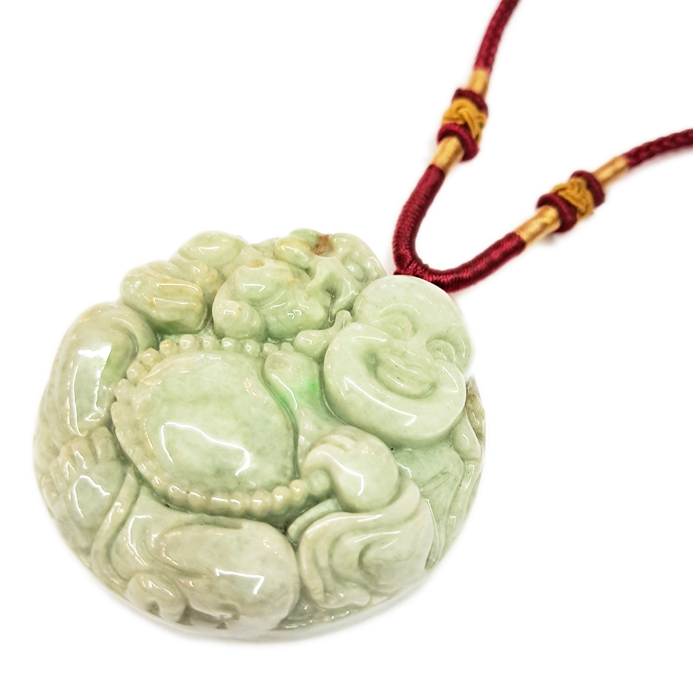 麒麟招財彌勒佛{緬甸玉湖青}中國結項鍊【十方】136515